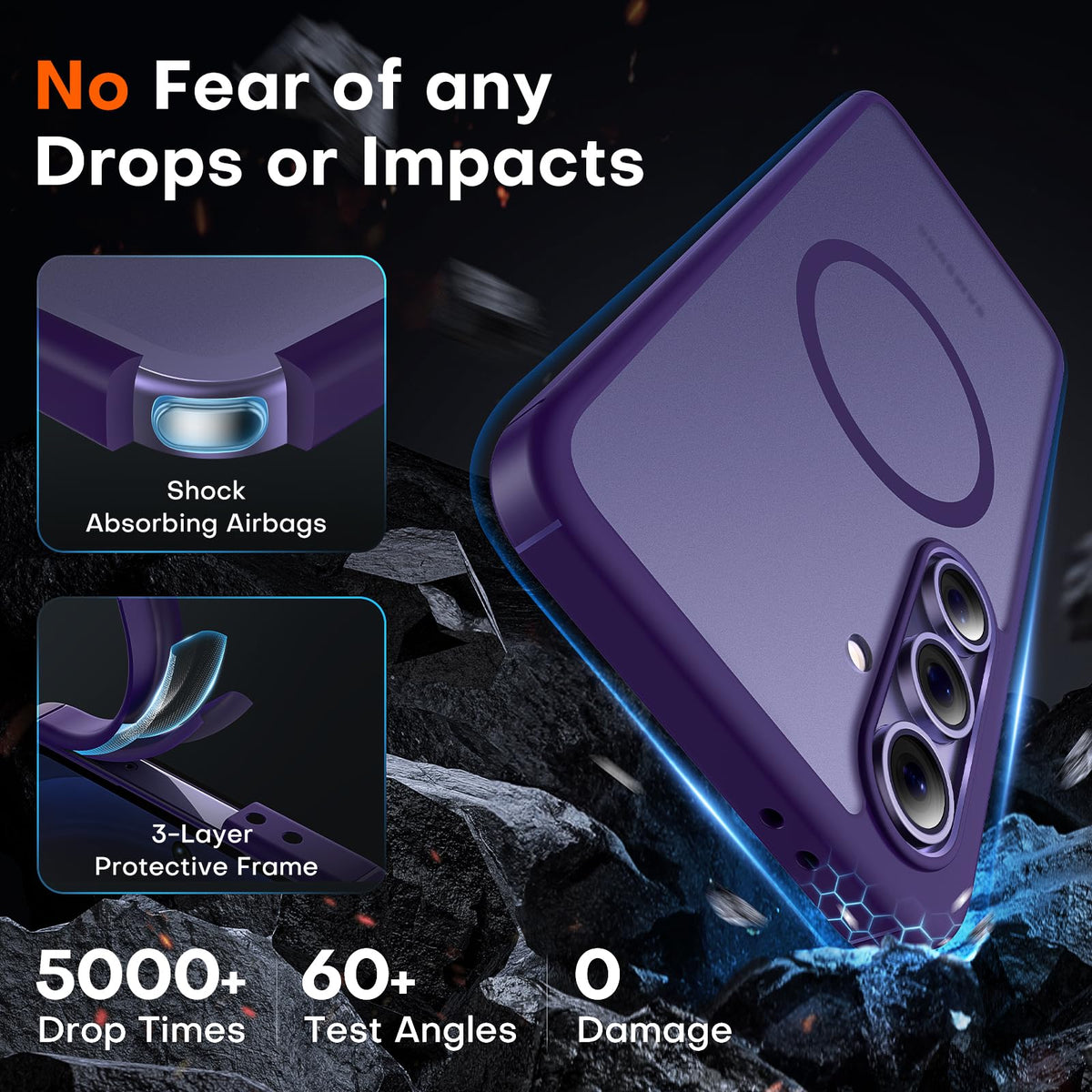 TOCOL for Samsung Galaxy S24 FE Case, Fit for MagSafe, Midnight Purple