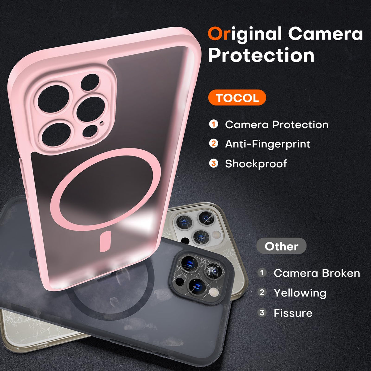 TOCOL for iPhone 12 Pro Max Case, Compatible with MagSafe, Light Pink
