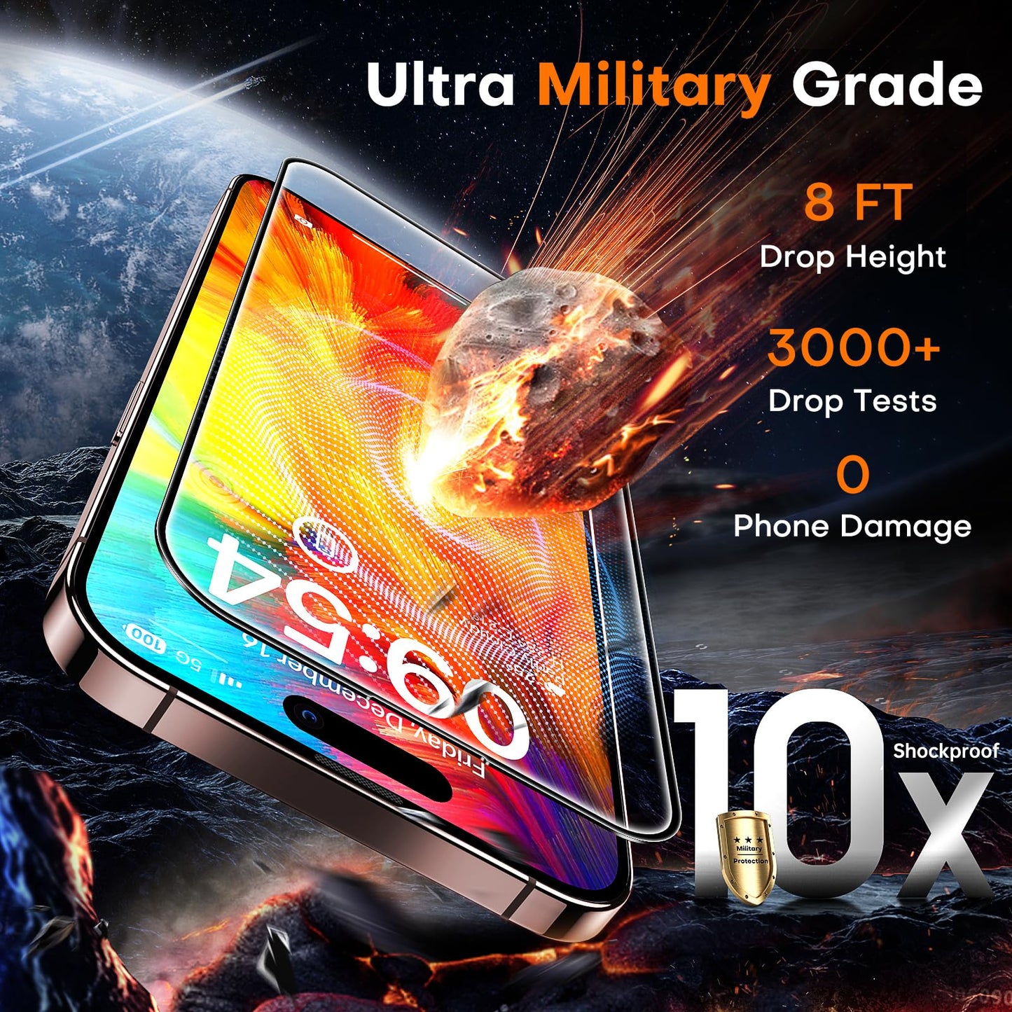 TOCOL 2 Pack Screen Protector for iPhone 17 Pro/iPhone 16 Pro 6.3-Inch, Instant Installation, Tempered Glass HD Clear, Military Grade Shatterproof, Case Friendly, Full Coverage Protection