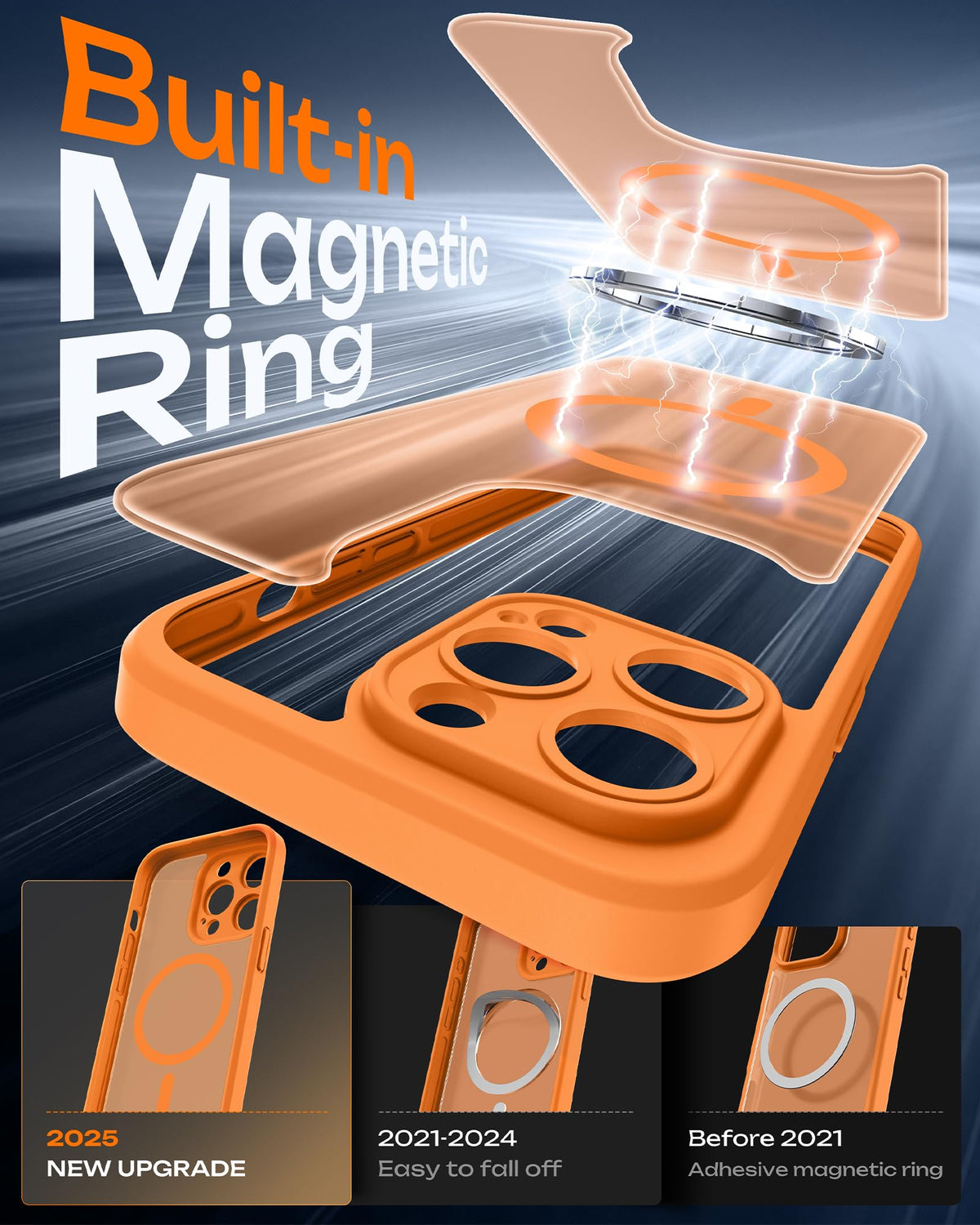 TOCOL for iPhone 13 Pro Max Case, Compatible with MagSafe, Orange