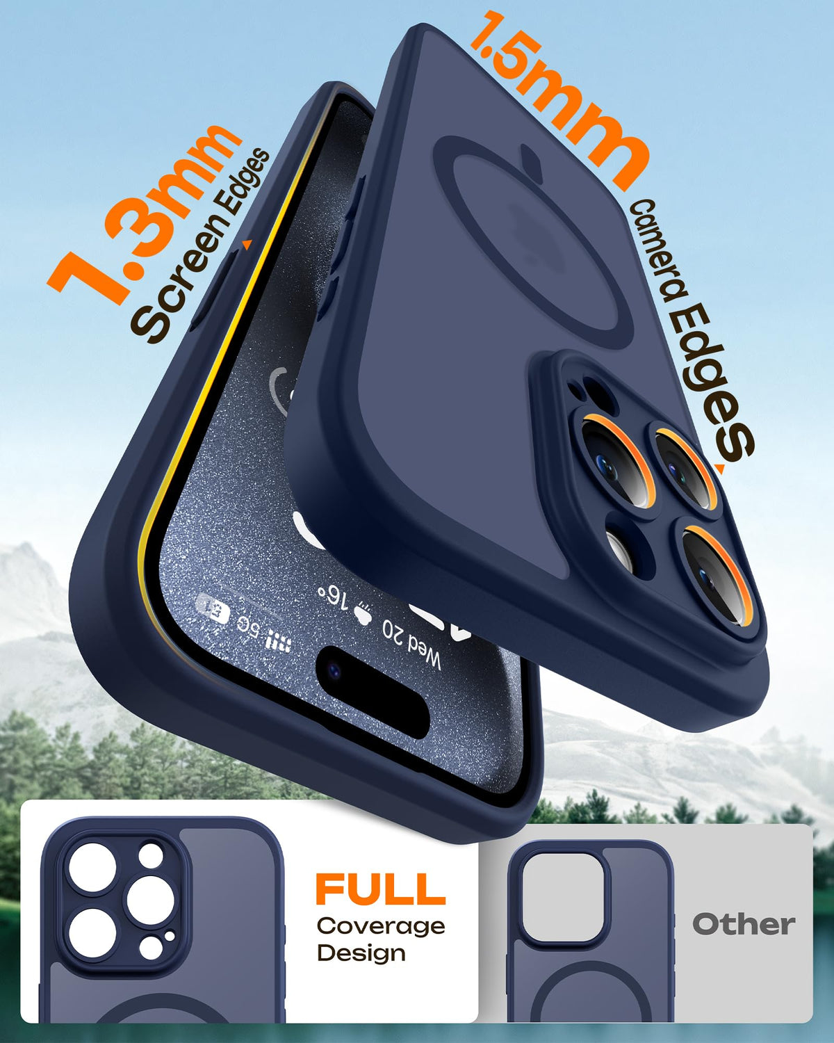 TOCOL for iPhone 15 Pro Max Case, Compatible with MagSafe, Dark Blue