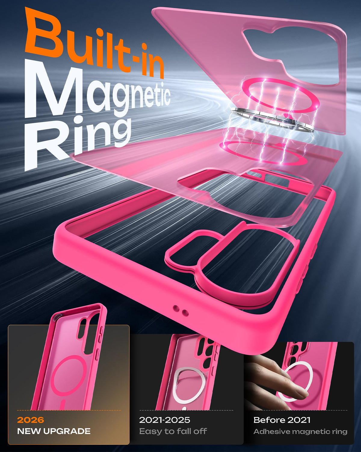 TOCOL for Samsung Galaxy S26 Ultra Case, Compatible with MagSafe, Hot Pink