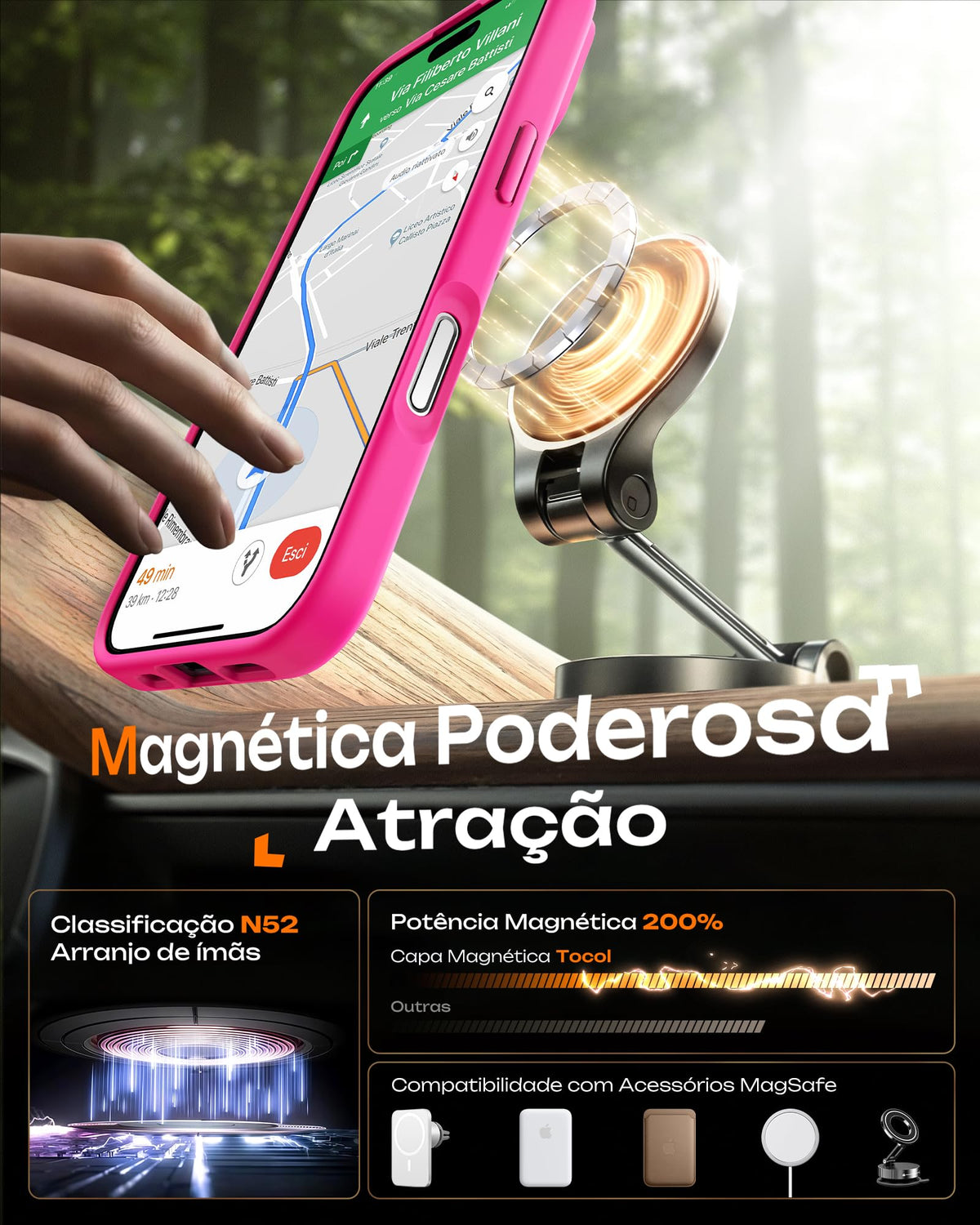TOCOL for iPhone 17 Case, Compatible with MagSafe, Hot Pink