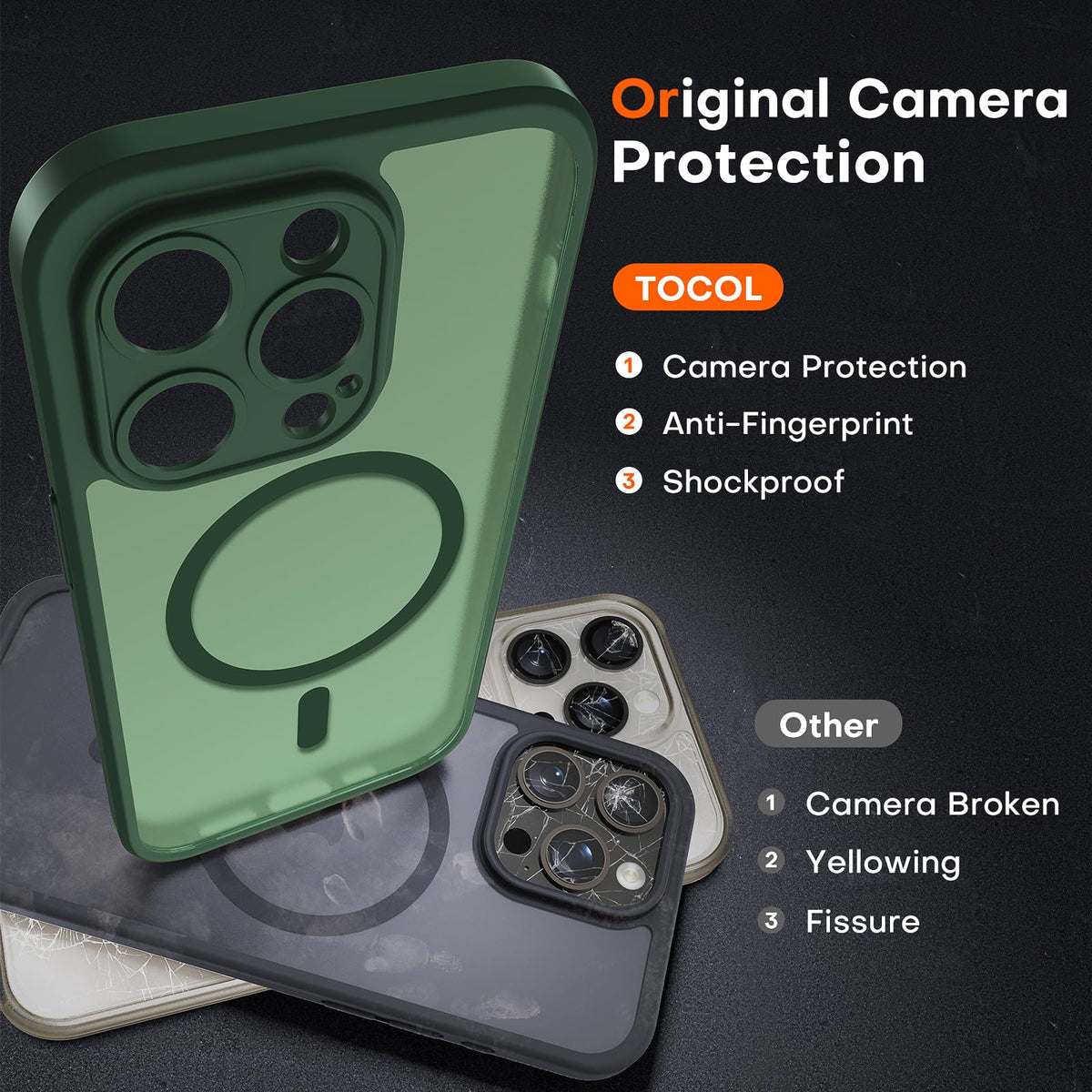 TOCOL for iPhone 13 Pro Max Case, Compatible with MagSafe, Alpine Green