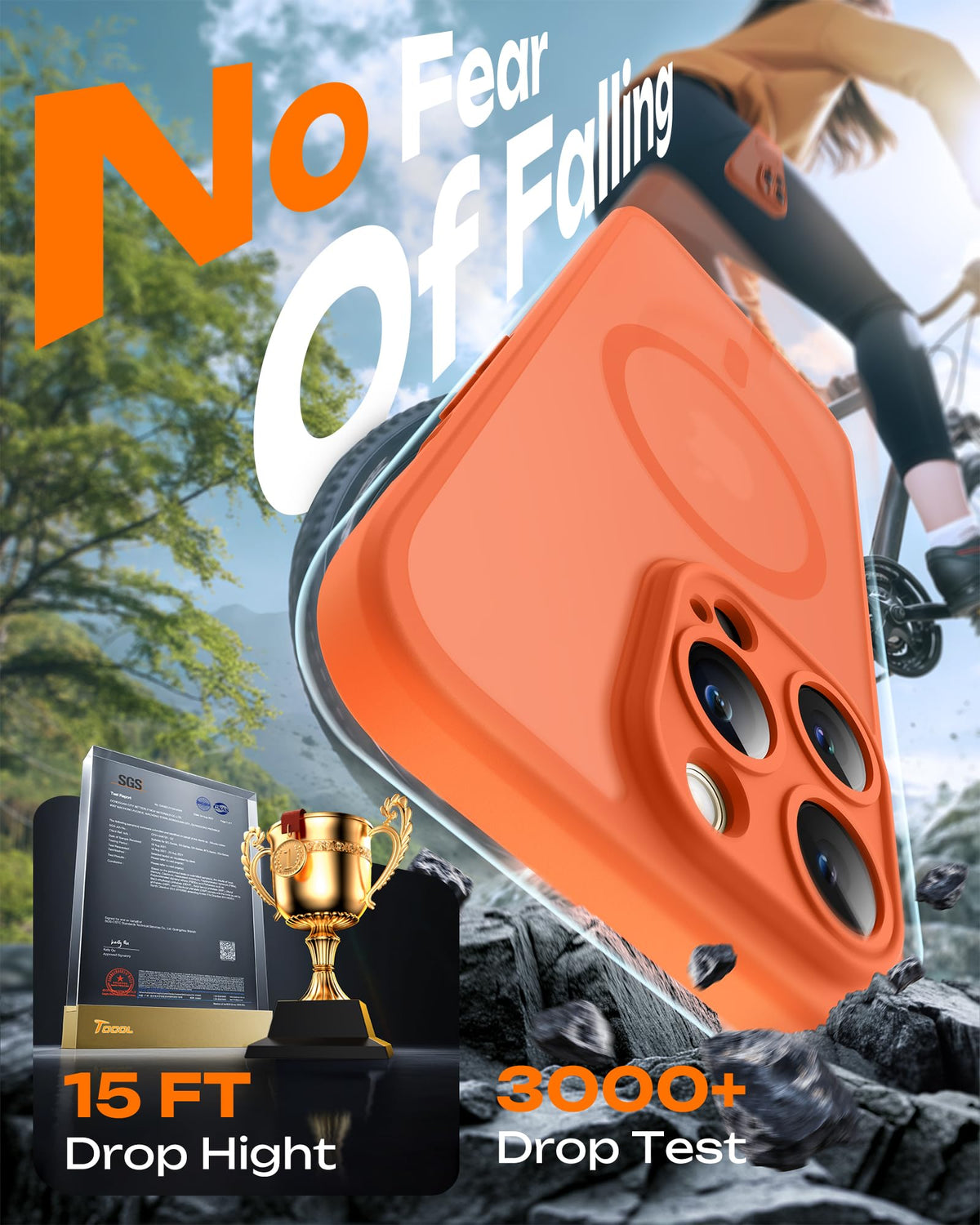 TOCOL for iPhone 13 Pro Max Case, Compatible with MagSafe, Orange
