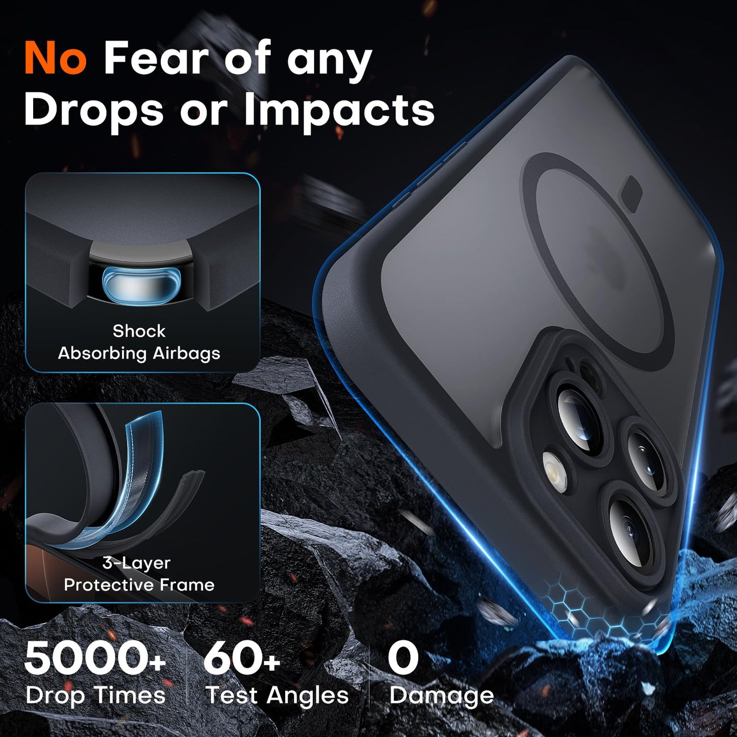 TOCOL for iPhone 16 Pro Case with Camera Control Capture Button, Compatible with Magsafe Charger, Built-in Magnetic Ring, Translucent Matte Phone Case for iPhone 16 Pro 6.3 inch (Key Black)