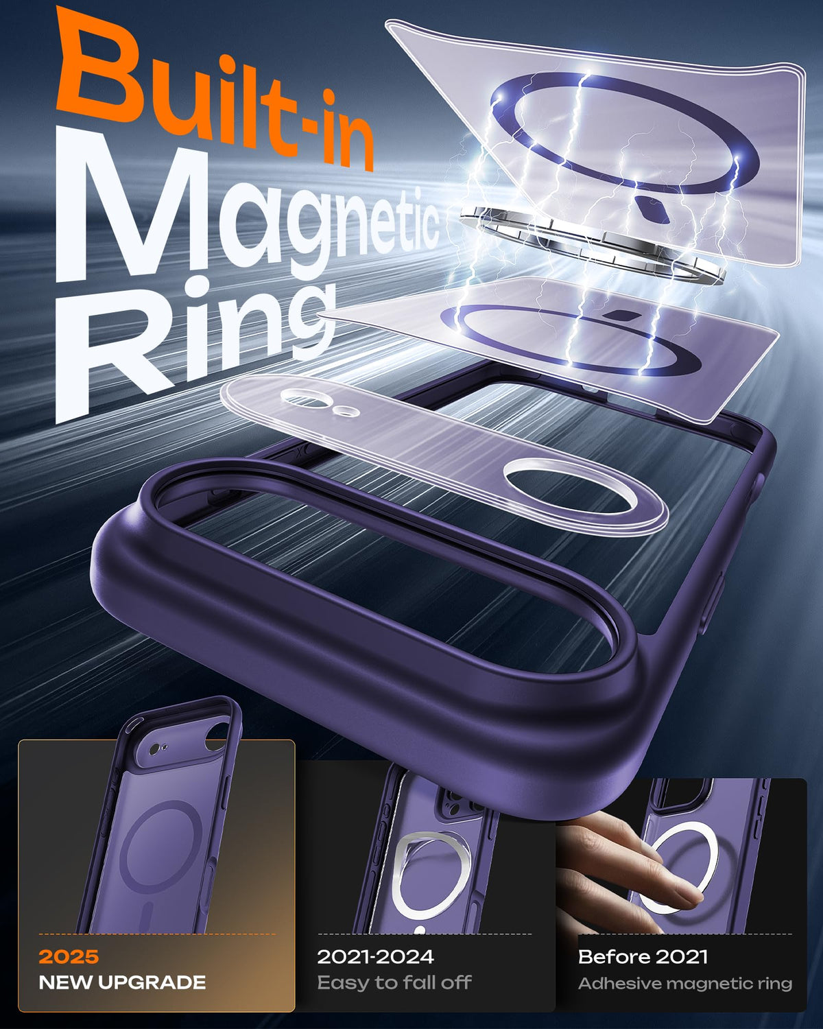 TOCOL for iPhone Air Case, Compatible with MagSafe, Midnight Purple