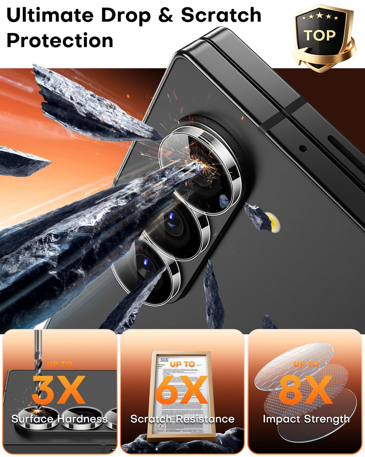 TOCOL 2 Pack for Samsung Galaxy Z Fold 8 Ultra Camera Lens Protector