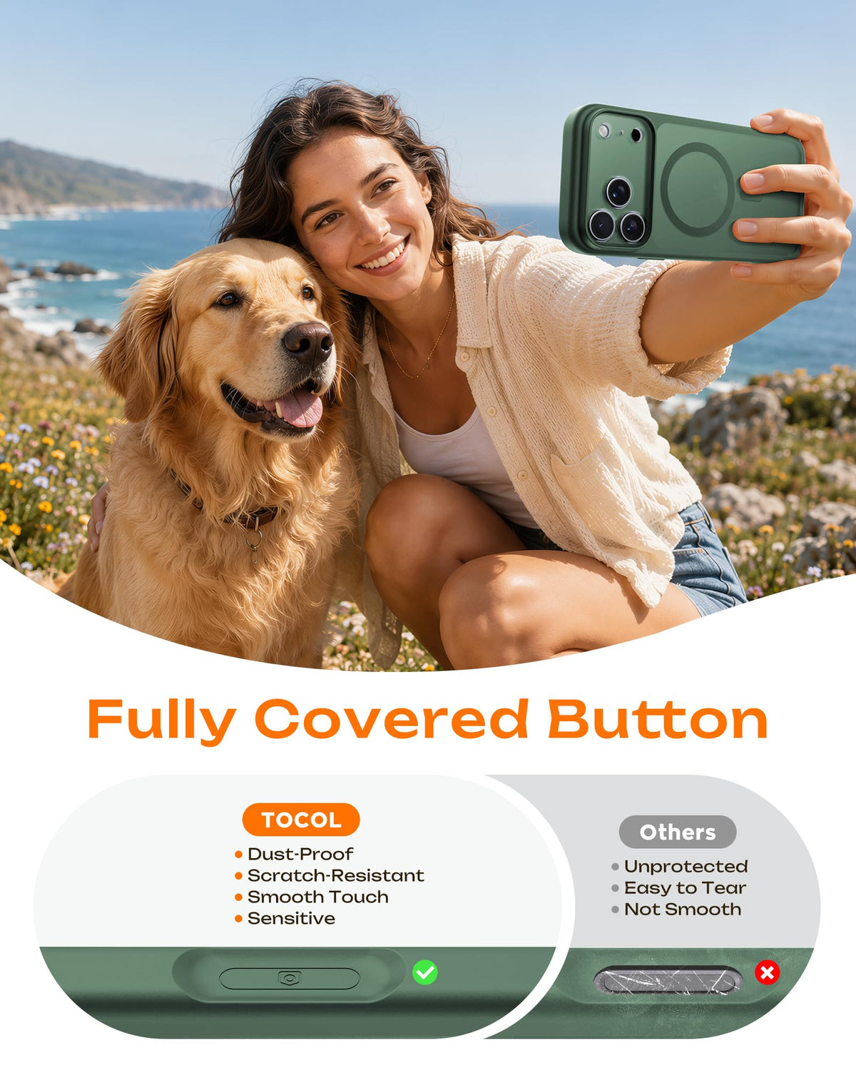 TOCOL for iPhone 18 Pro Case, Compatible with MagSafe, Alpine Green