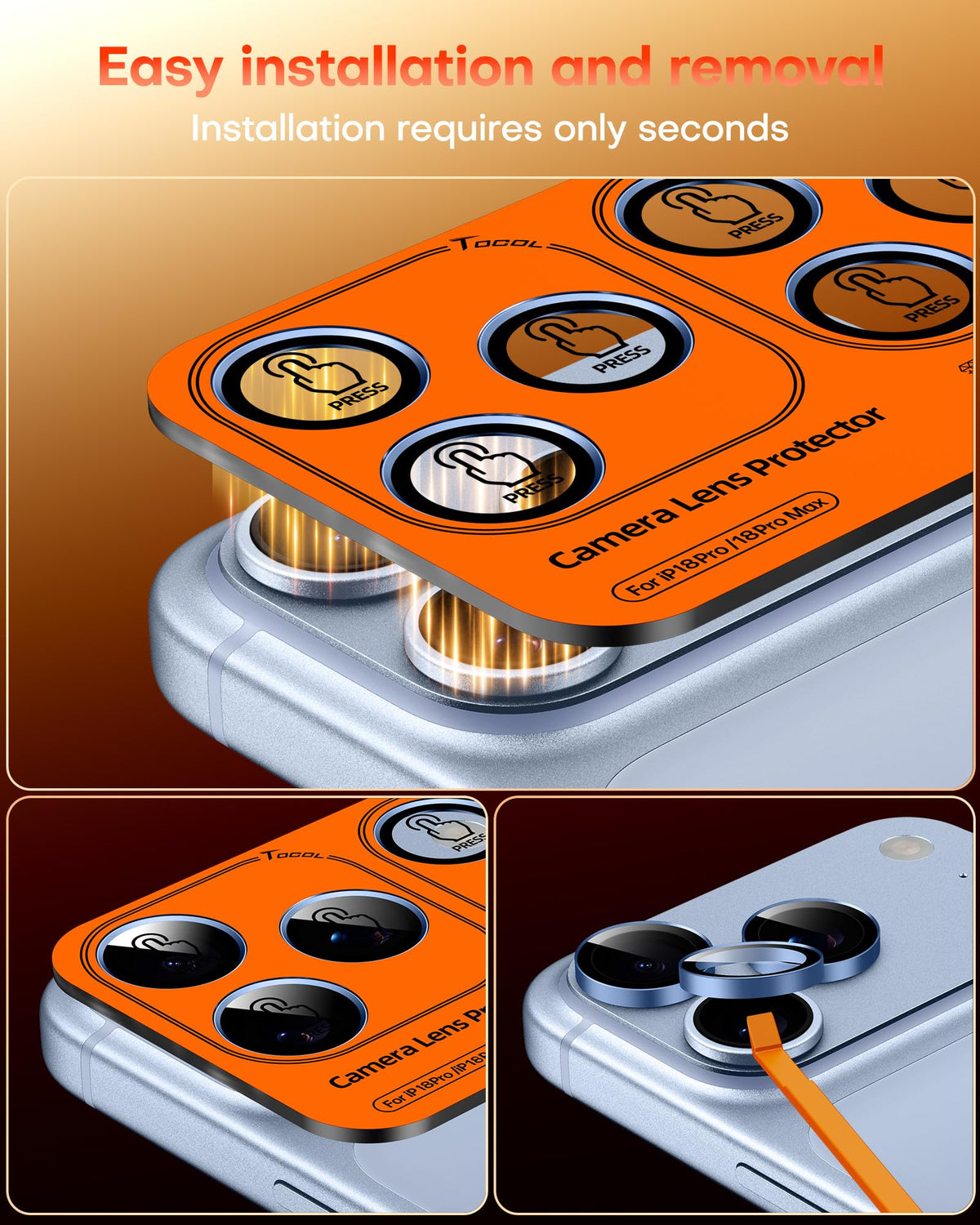 TOCOL 2 Pack for iPhone 18 Pro Max / 18 Pro Camera Lens Protector