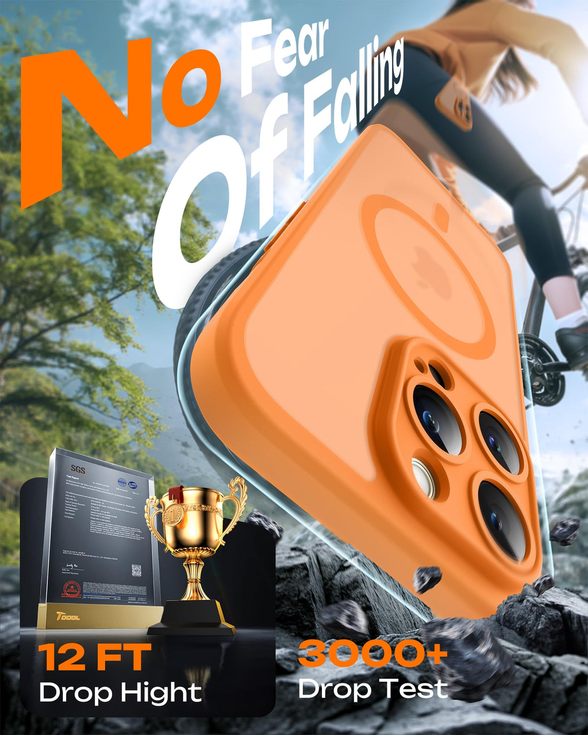 TOCOL for iPhone 13 Pro Case, Compatible with MagSafe, Orange