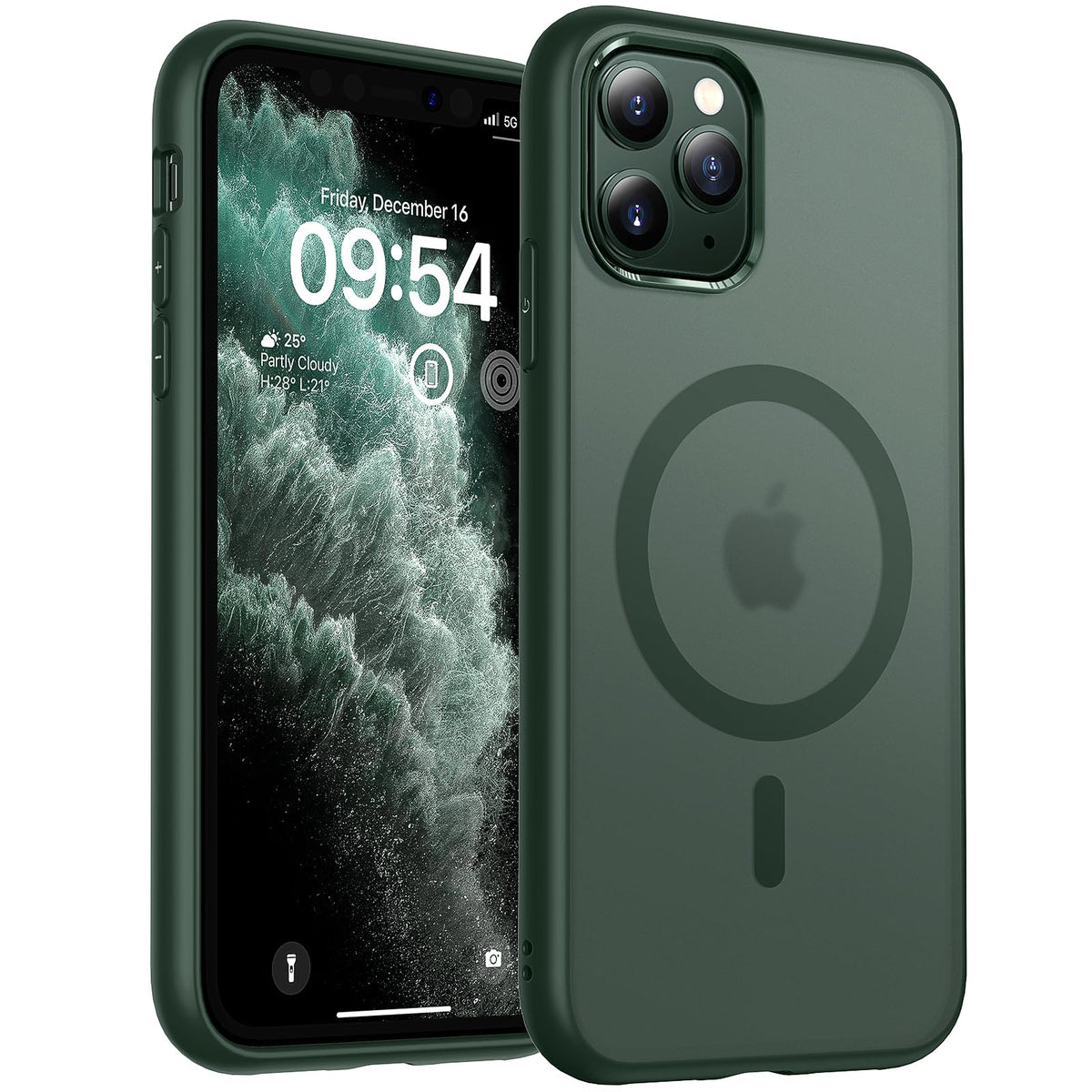 TOCOL For iPhone 11 Pro Case for Magsafe, Shockproof, Anti-Fingerprint, Scratch-Resistant, Translucent Back, Non-Slip, Matt, Magnetic Mobile Phone Case for iPhone 11 Pro, Alpine Green