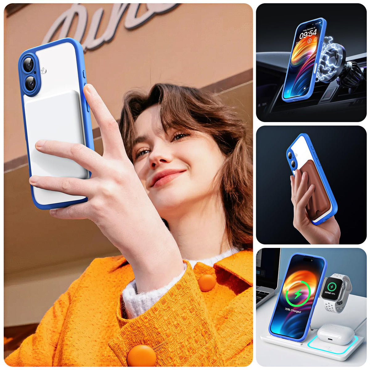 TOCOL Magnetic for iPhone 16 Case 6.1-Inch, Fit for MagSafe, Upgraded [Full Camera Protection], [14FT Military Grade Drop Tested] Shockproof Slim Translucent Matte Back Phone Cover (Ultramarine)