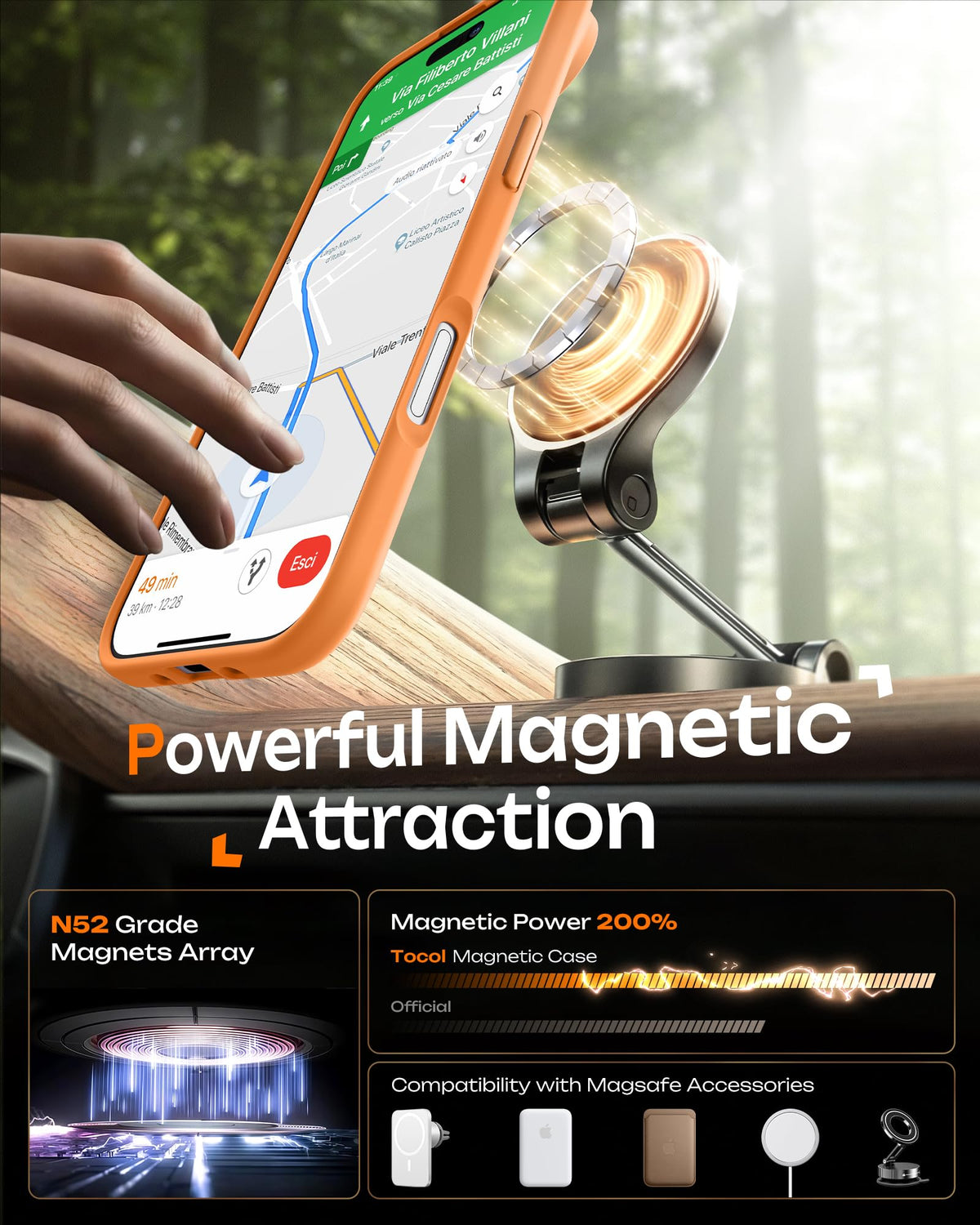 TOCOL for iPhone Air Case, Compatible with MagSafe, Orange