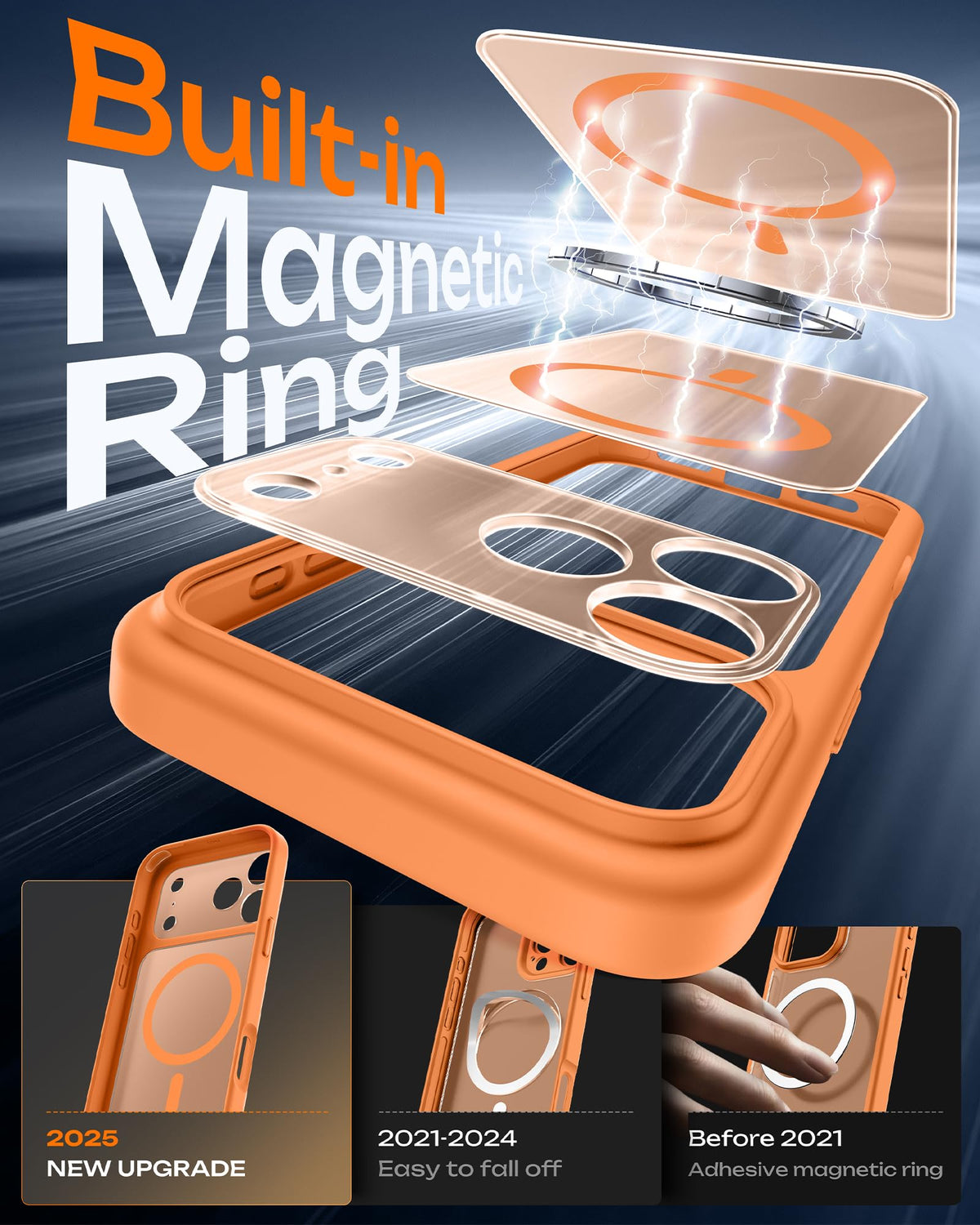 TOCOL for iPhone 17 Pro Max Case, Compatible with MagSafe, Orange