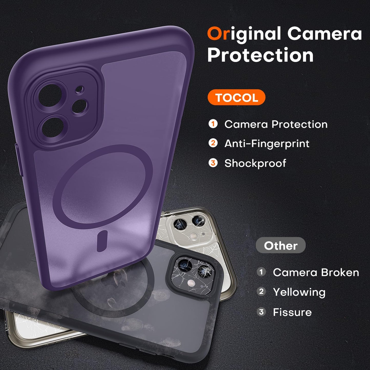 TOCOL for iPhone 11 Case, Compatible with MagSafe, Mdnight Purple