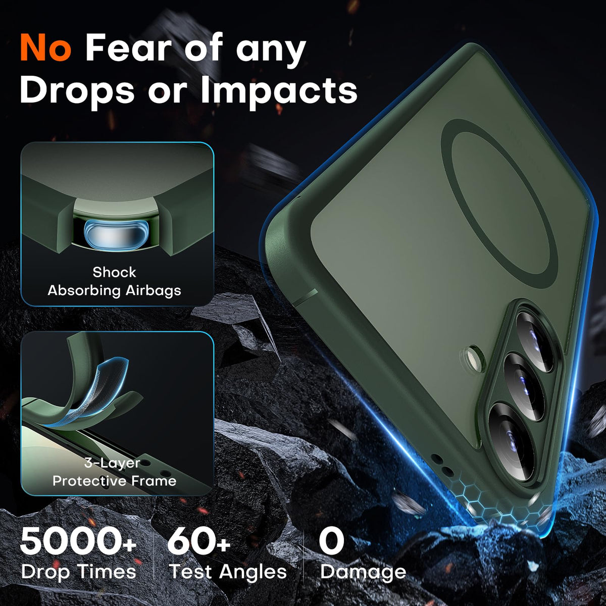 TOCOL for Samsung Galaxy S25 Case, Compatible with MagSafe, Alpine Green