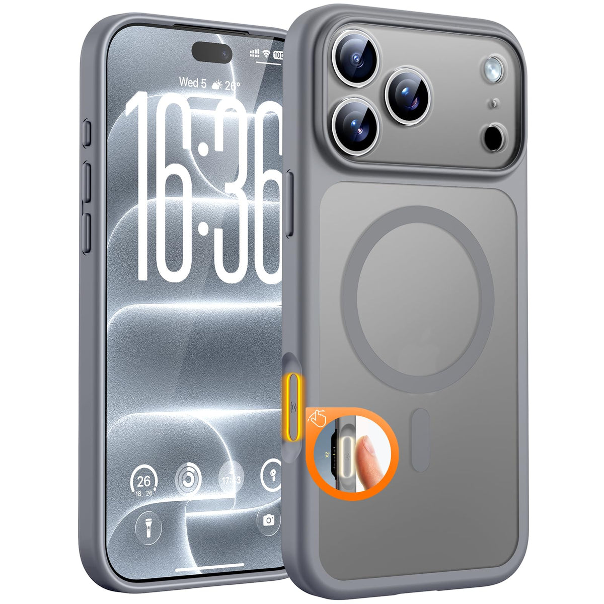 TOCOL for iPhone 18 Pro Case, Compatible with MagSafe, Gray