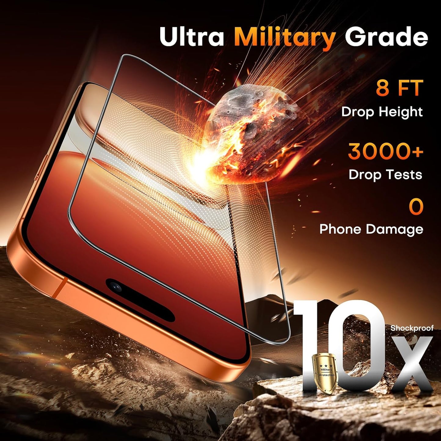 TOCOL 2 Pack Screen Protector for iPhone 17 / iPhone 16 Pro, Instant Installation, Tempered Glass HD Clear, Military Grade Shatterproof Full Coverage Protection Case Friendly