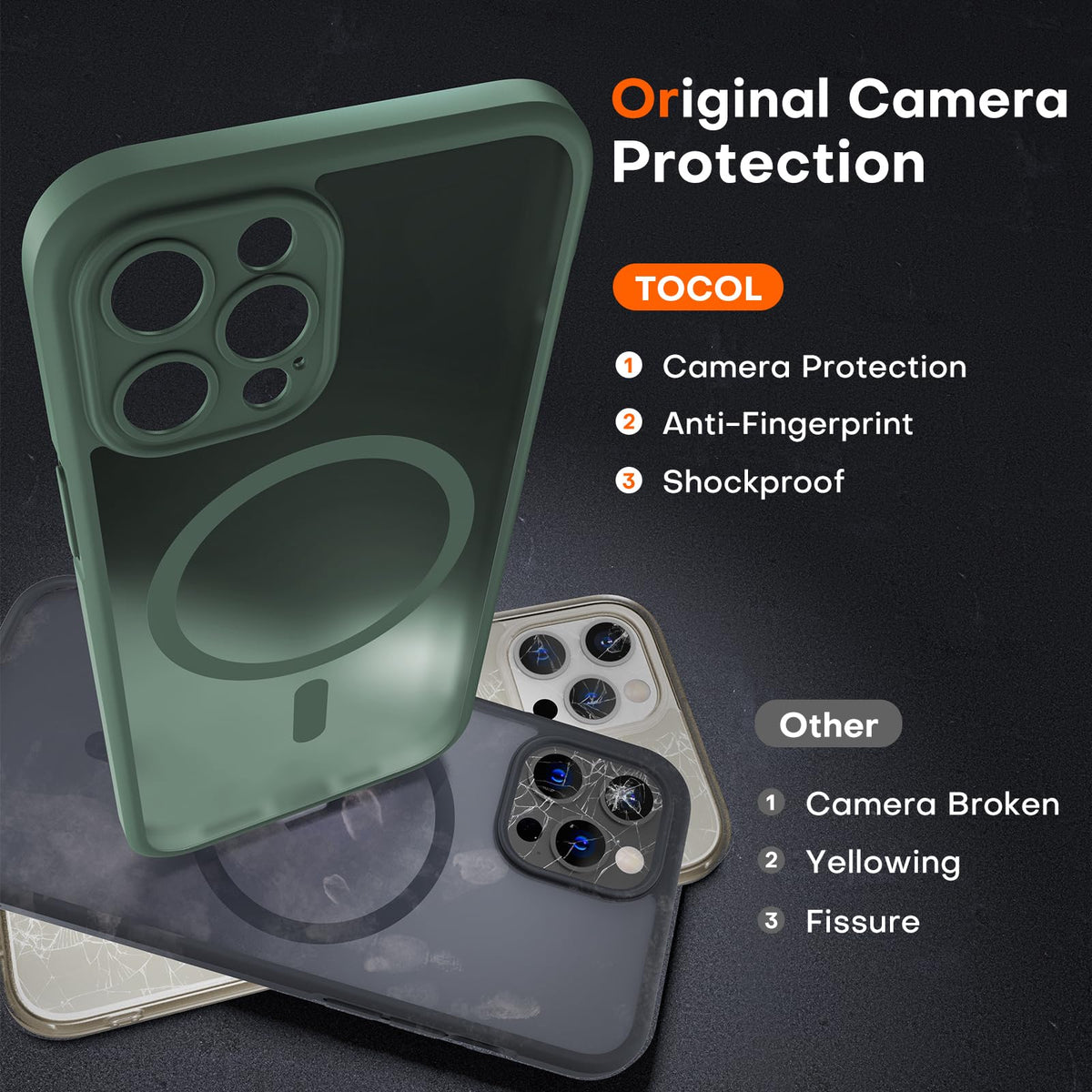 TOCOL for iPhone 12 Pro Max Case, Compatible with MagSafe, Alpine Green