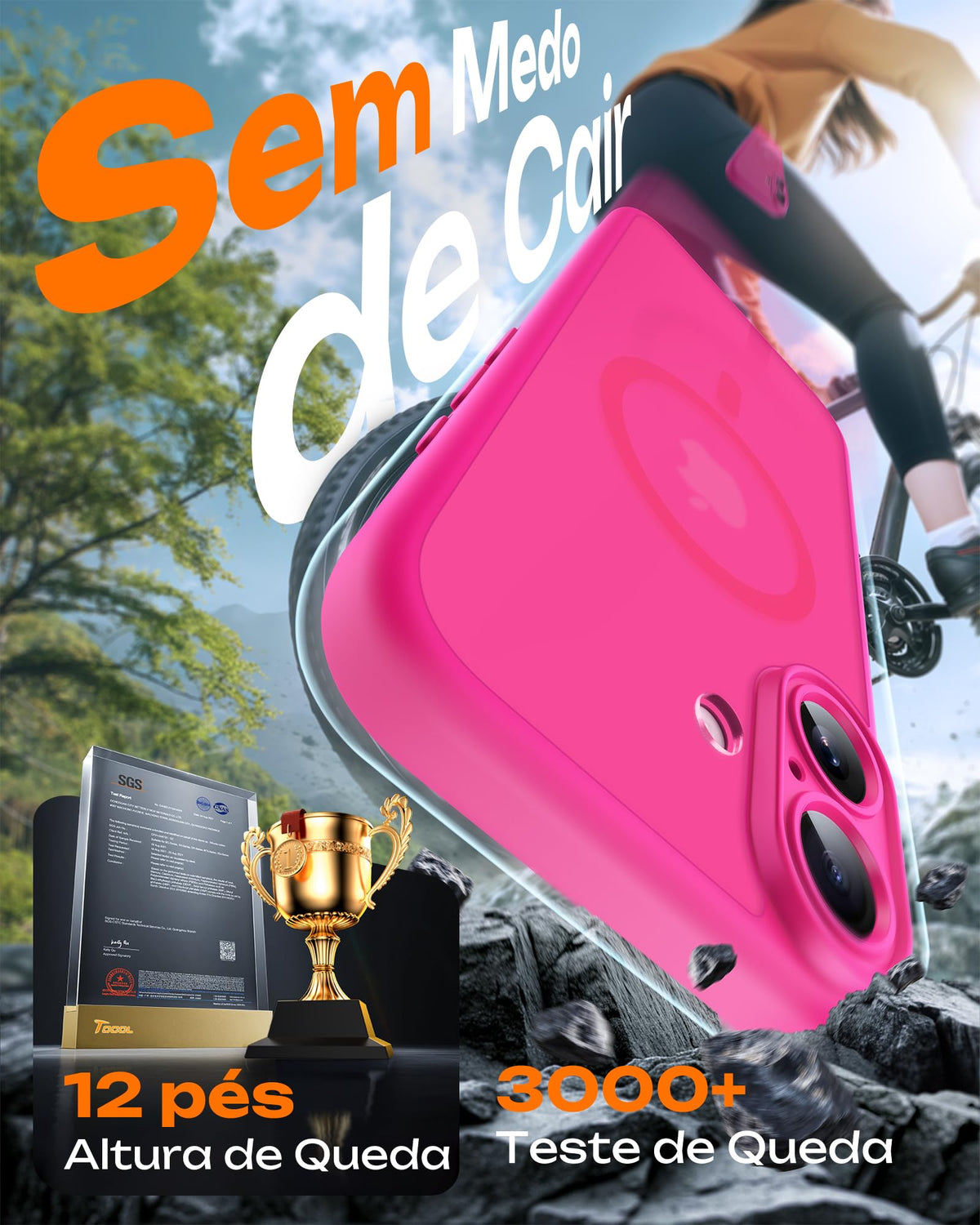 TOCOL for iPhone 17 Case, Compatible with MagSafe, Hot Pink