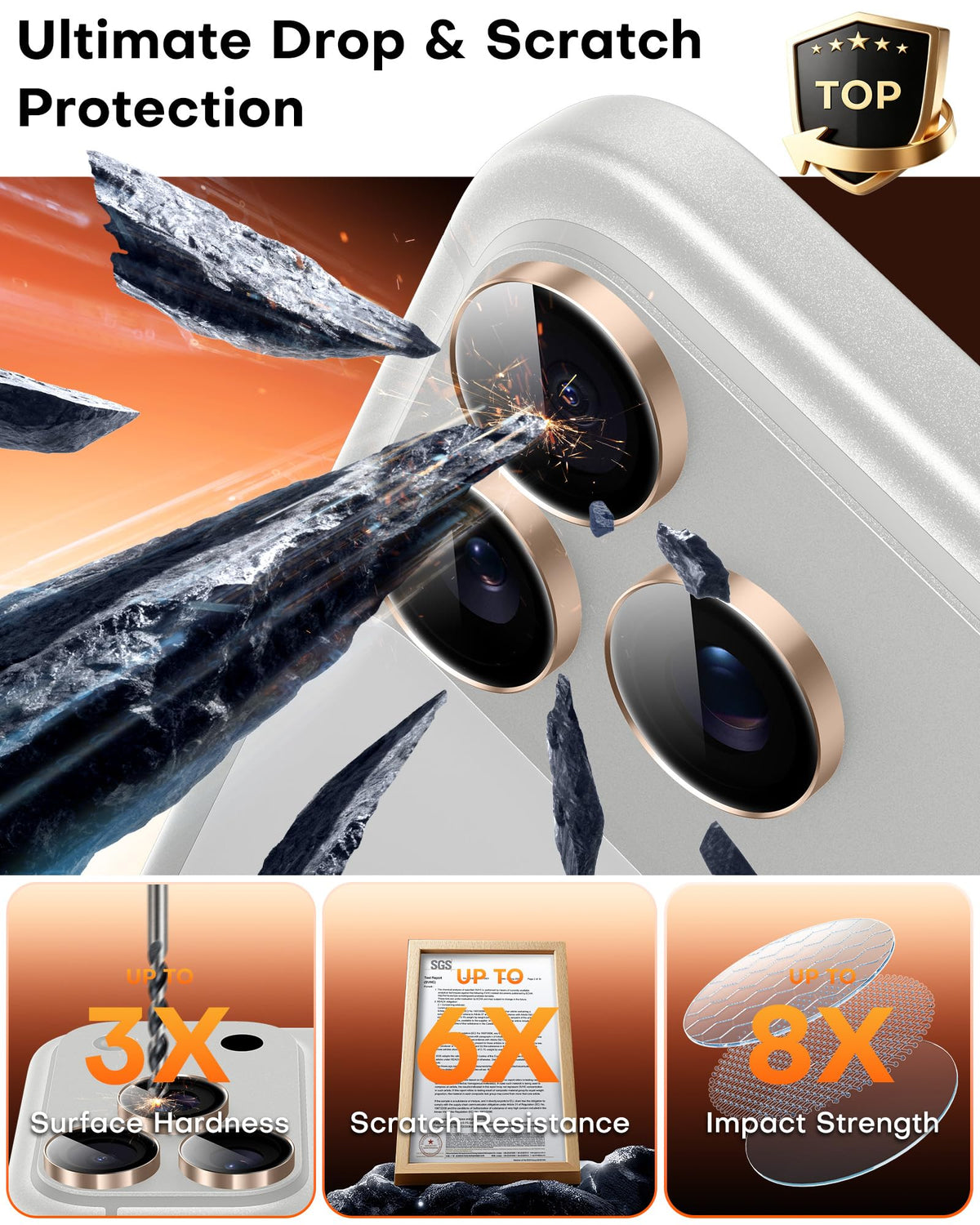 TOCOL Camera Lens Protector for iPhone 17 Pro Max/iPhone 17 Pro Tempered Glass HD Individual Scratch Resistant Camera Cover Accessories Case Friendly 2 Pack（Rose Gold）