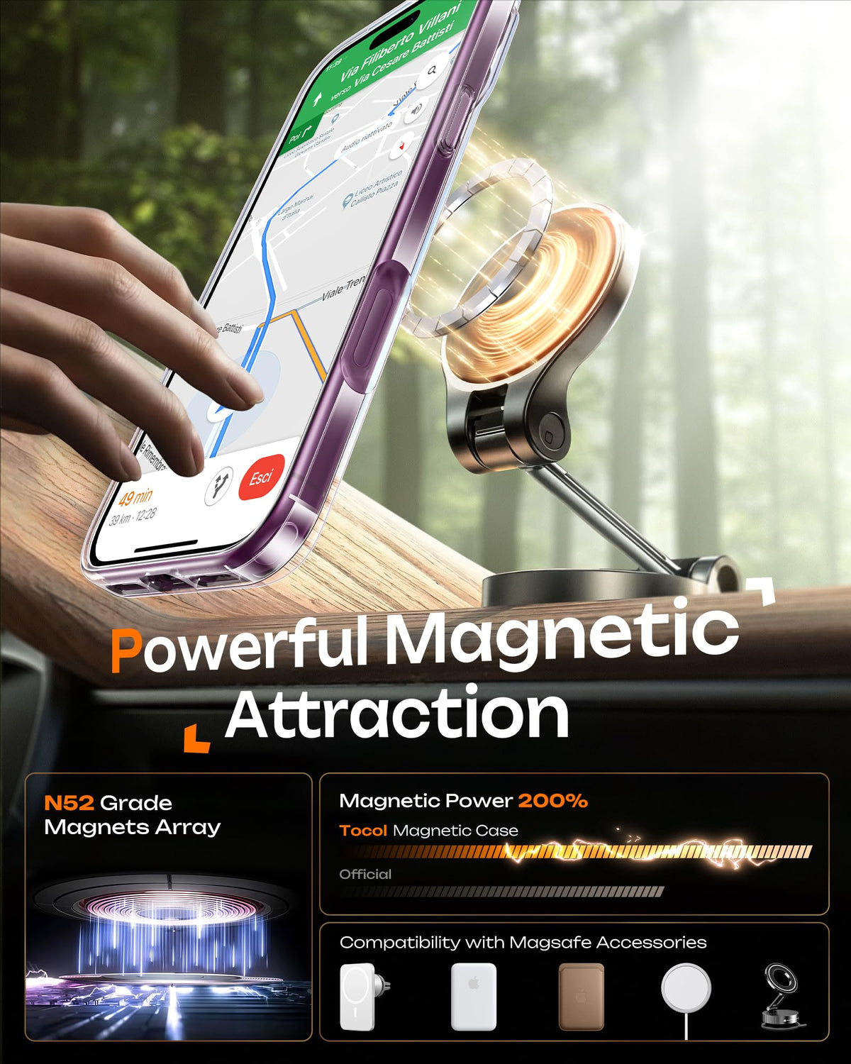 TOCOL for 18 Pro Max Case, Compatible with Magnetic, Clear