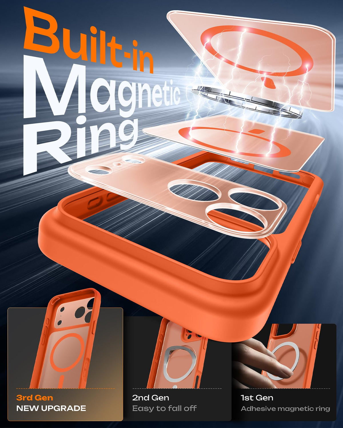 TOCOL for iPhone 18 Pro Case, Compatible with MagSafe, Orange