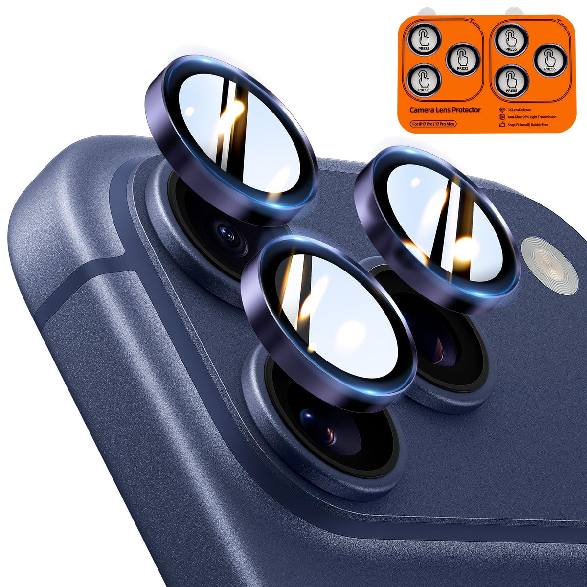 TOCOL Camera Lens Protector for iPhone 17 Pro Max/iPhone 17 Pro Tempered Glass HD Individual Scratch Resistant Camera Cover Accessories Case Friendly 2 Pack（Purple）