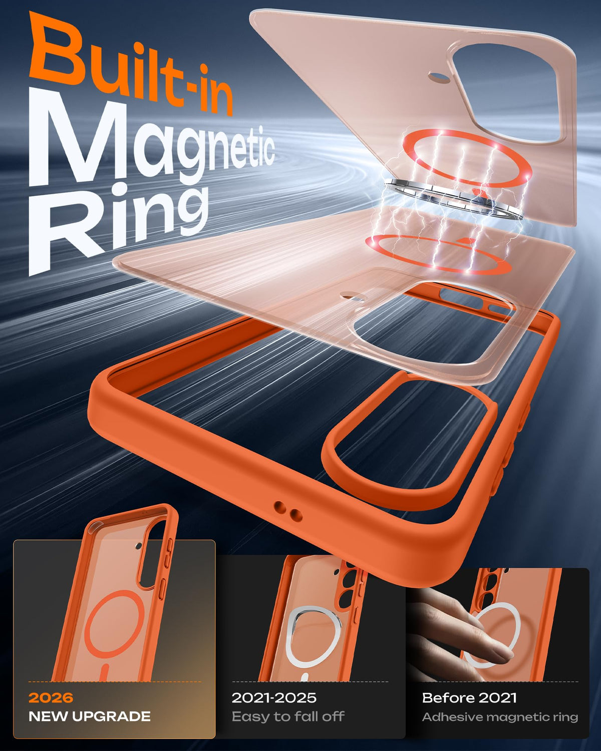 TOCOL for Samsung Galaxy S26 Case, Compatible with MagSafe, Orange