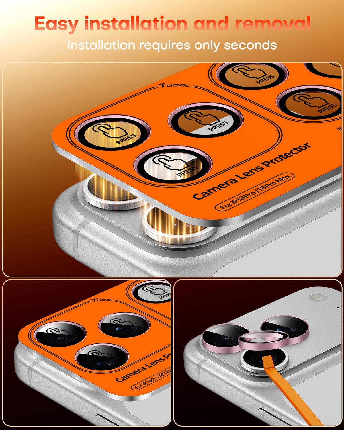 TOCOL 2 Pack for iPhone 18 Pro Max / 18 Pro Camera Lens Protector