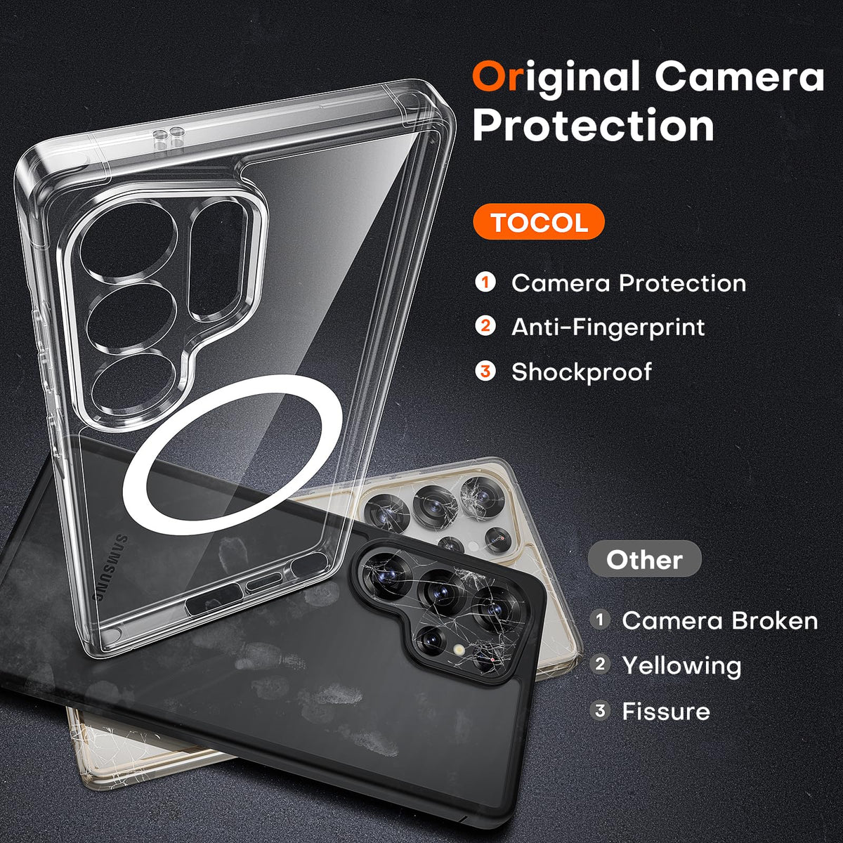 TOCOL for Samsung Galaxy S25 Ultra Case, Compatible with MagSafe, Clear