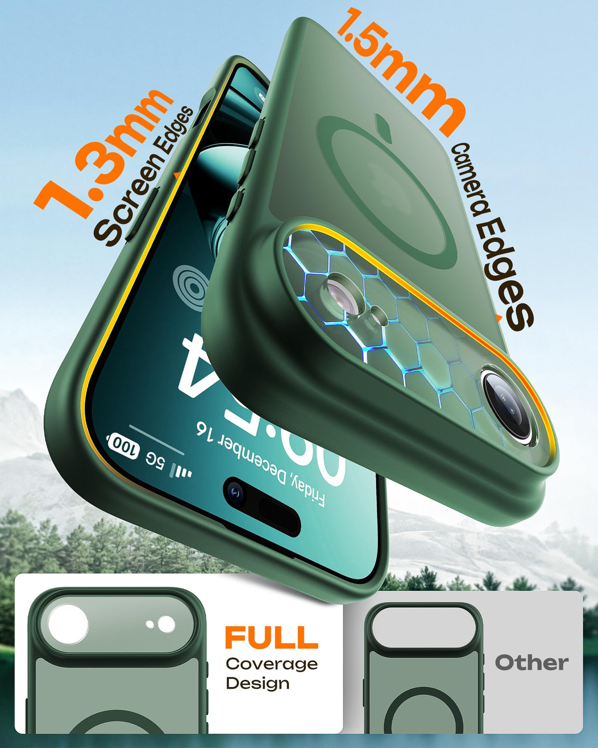 TOCOL for iPhone Air Case, Compatible with MagSafe, Alpine Green