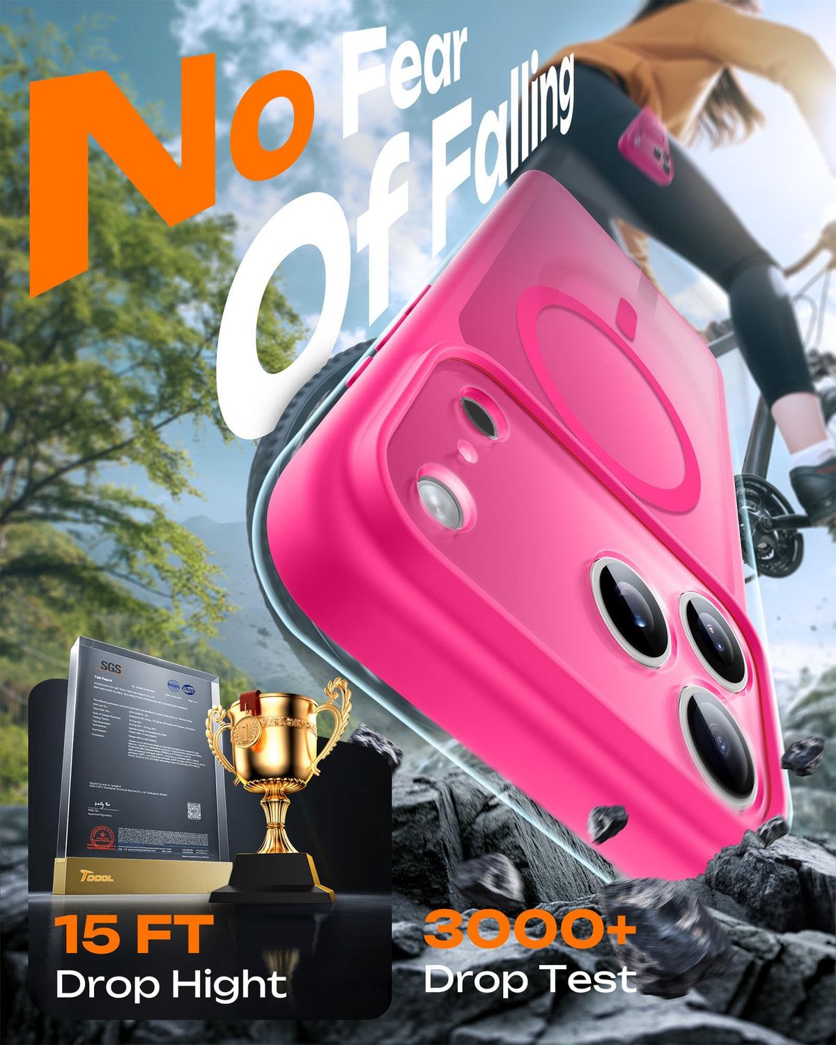 TOCOL for iPhone 18 Pro Case, Compatible with MagSafe, Hot Pink