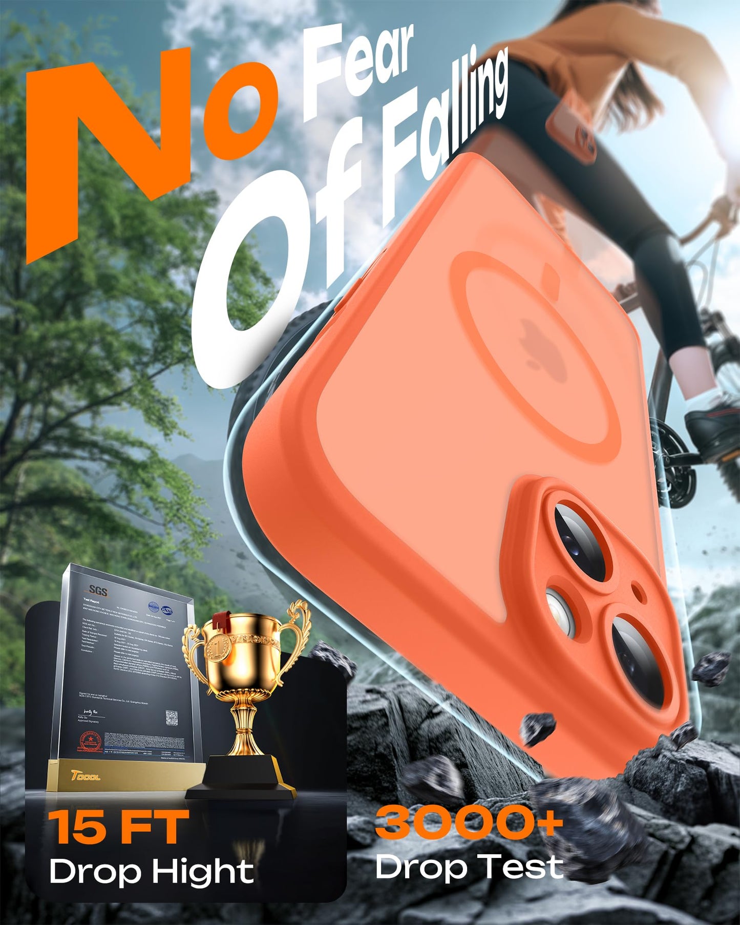 TOCOL for iPhone 13 Case, Compatible with MagSafe, Orange