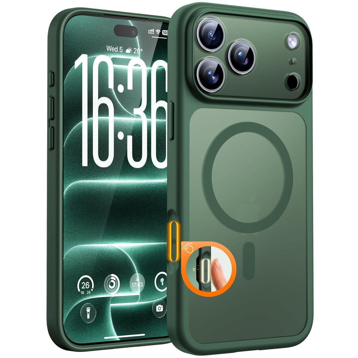 TOCOL for iPhone 18 Pro Case, Compatible with MagSafe, Alpine Green