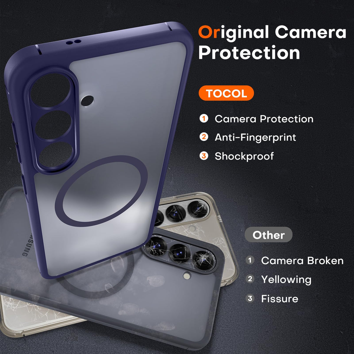 TOCOL for Samsung Galaxy S25 Case, Compatible with MagSafe, Midnight Purple