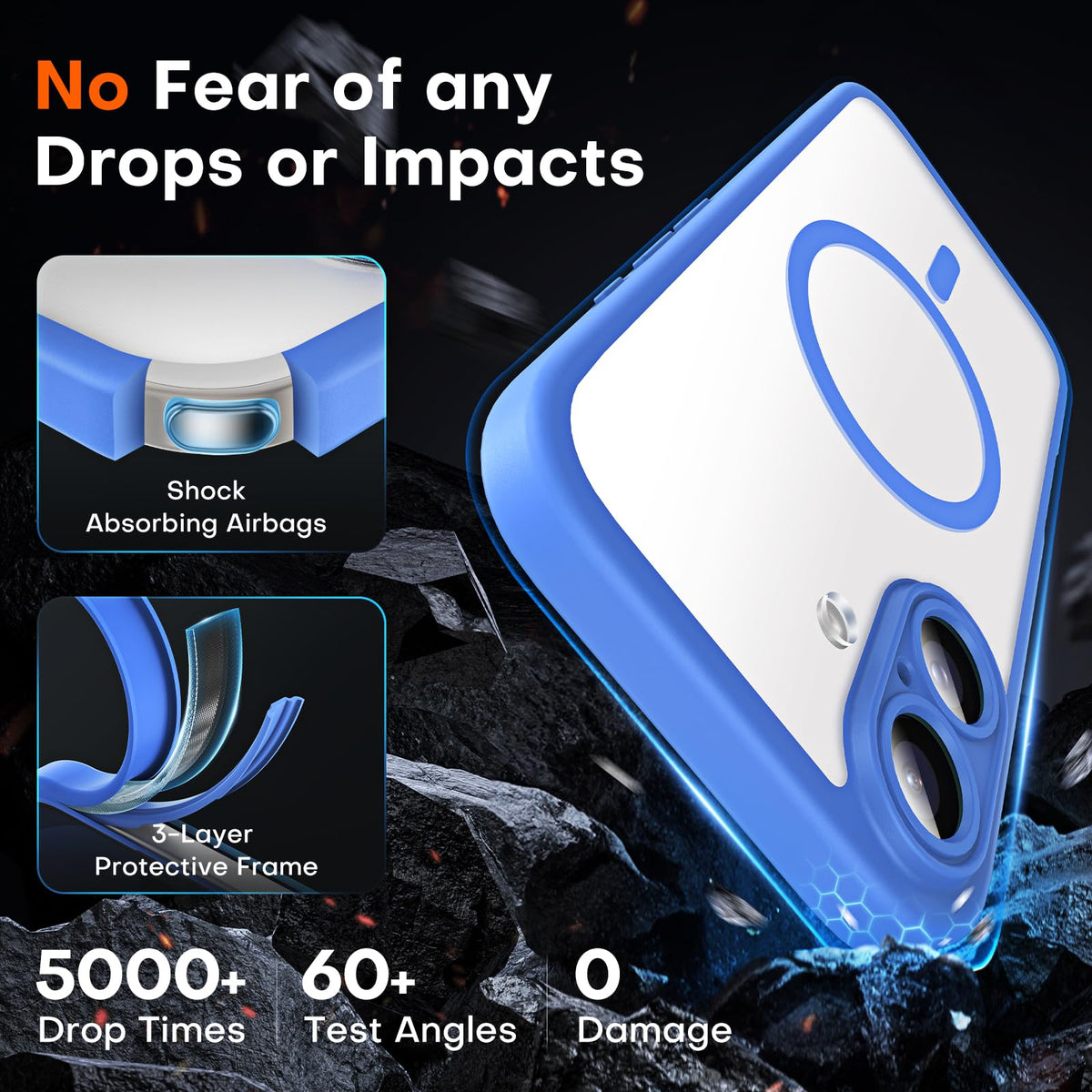 TOCOL Magnetic for iPhone 16 Case 6.1-Inch, Fit for MagSafe, Upgraded [Full Camera Protection], [14FT Military Grade Drop Tested] Shockproof Slim Translucent Matte Back Phone Cover (Ultramarine)