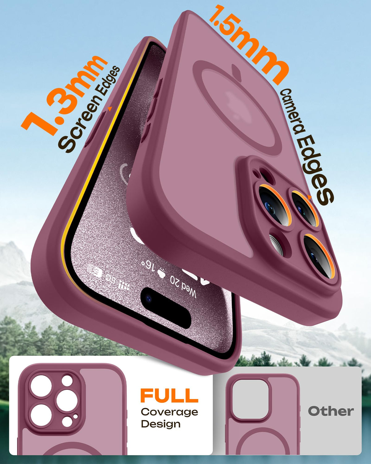 TOCOL for iPhone 15 Pro Max Case, Compatible with MagSafe, Plum