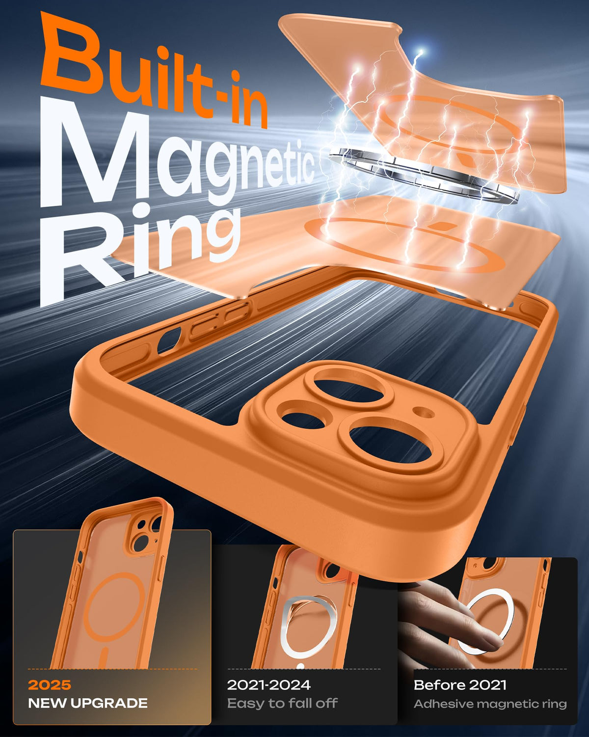 TOCOL for iPhone 14 Case, Compatible with MagSafe, Orange