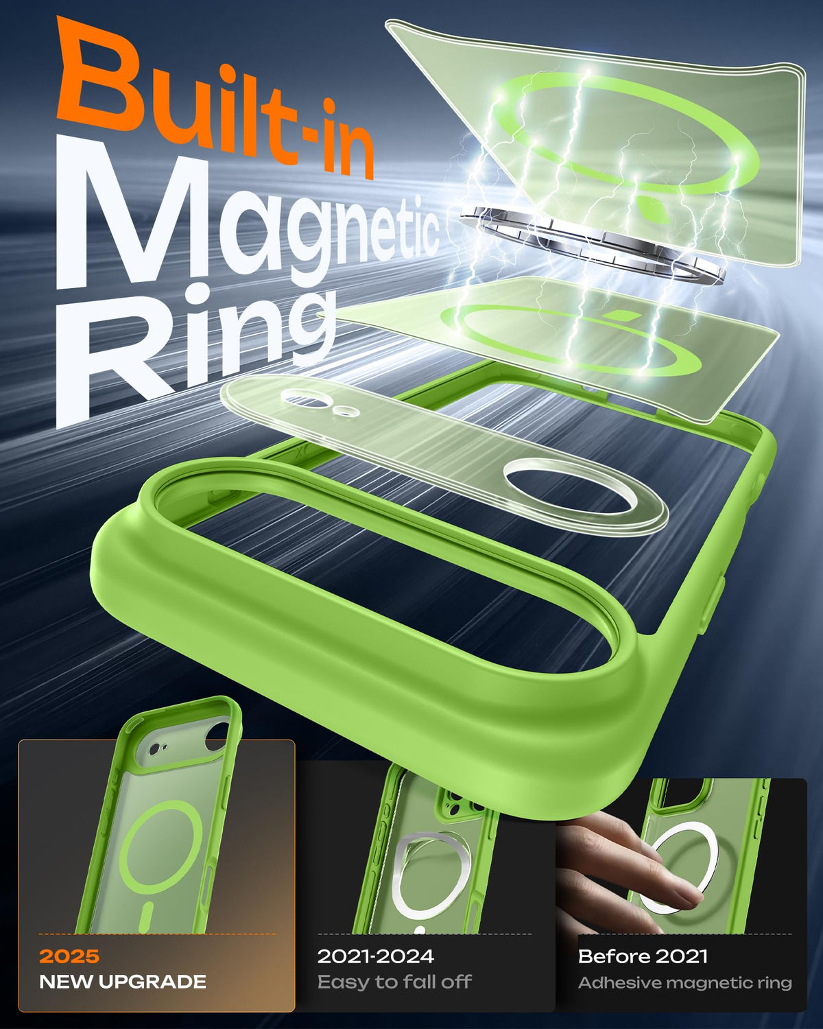 TOCOL For iPhone Air Case for MagSafe, Full Camera Protection, Built-in Magnetic Ring, Shockproof, Scratch-Resistant, Translucent Matte Mobile Phone Case for iPhone 17 Air Case 6.5 Inches, Green