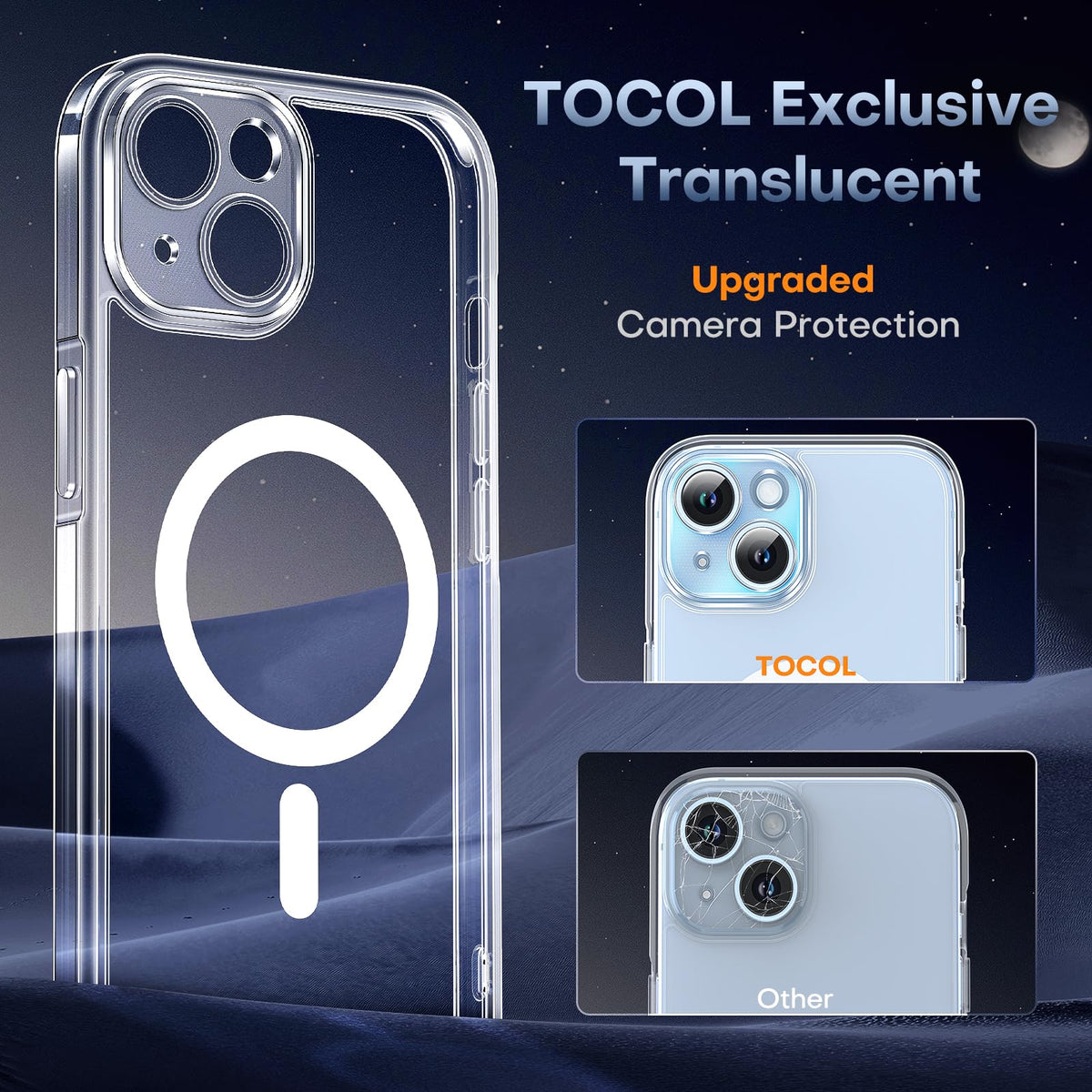 TOCOL Magnetic for iPhone 15 Plus Case Clear, Upgraded Full Camera Protection, Compatible with Magsafe, Drop Protection, Phone Cover for iPhone 15 Plus 6.7 inch (Clear)