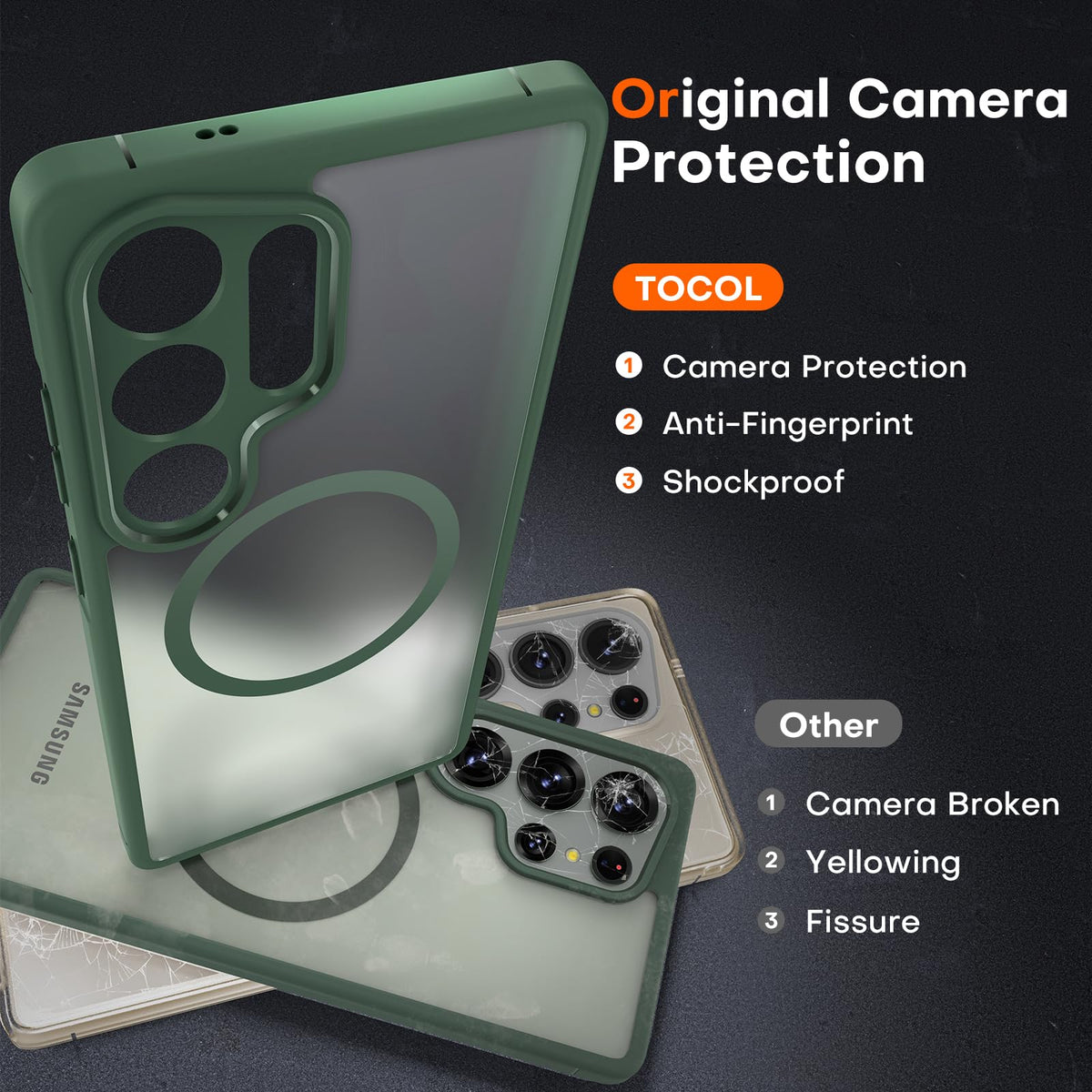 TOCOL for Samsung Galaxy S25 Ultra Case, Fit for MagSafe, Alpine Green