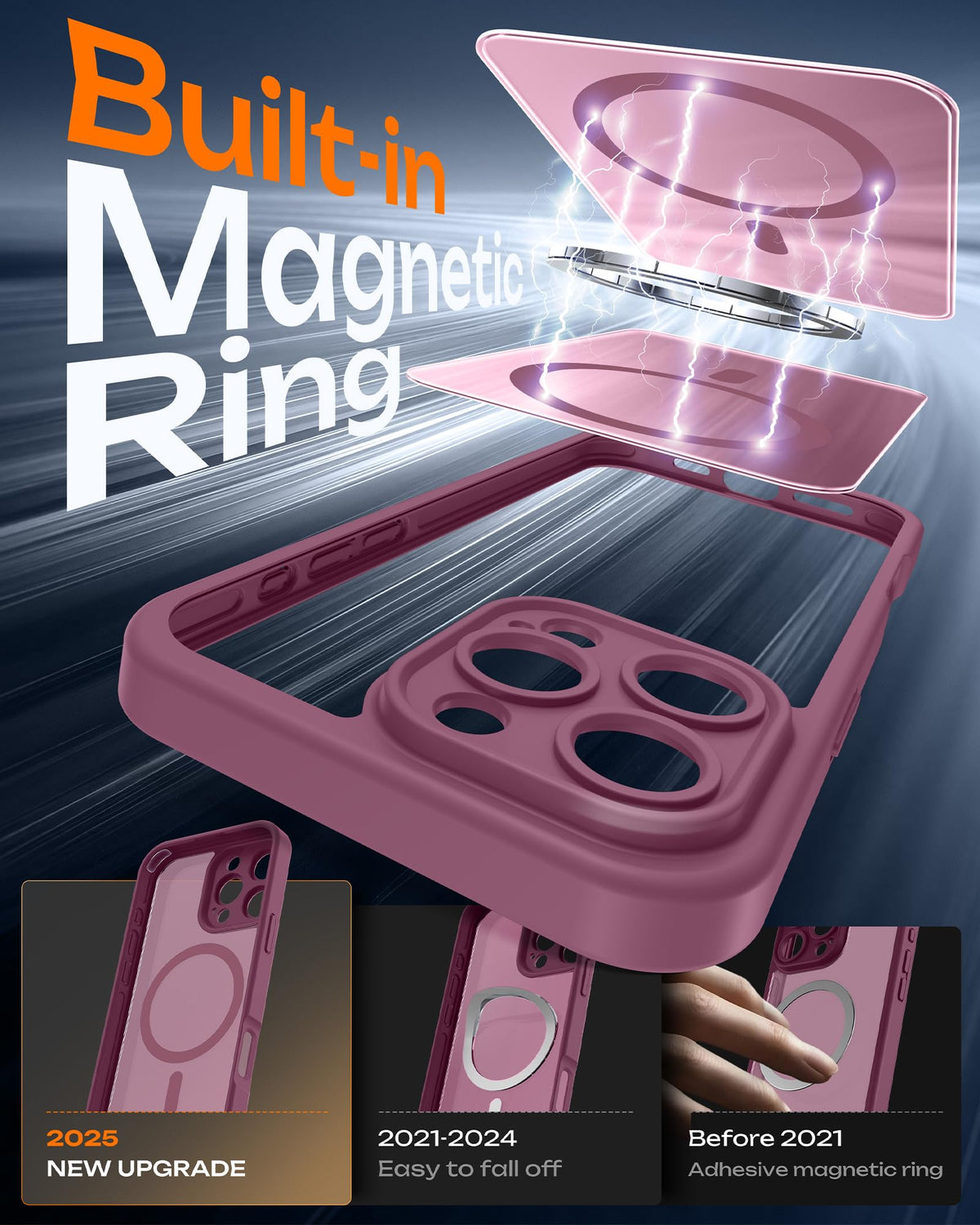 TOCOL for iPhone 16 Pro Max Case, Compatible with MagSafe, Plum