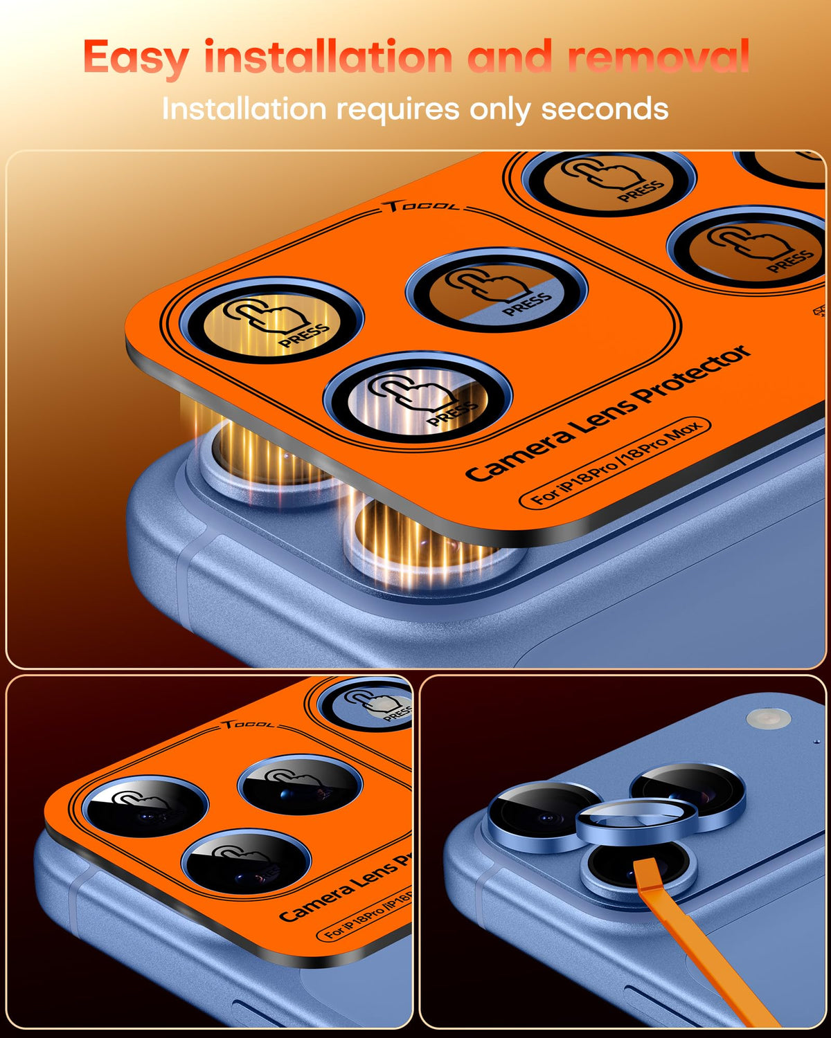 TOCOL 2 Pack for iPhone 18 Pro Max / 18 Pro Camera Lens Protector