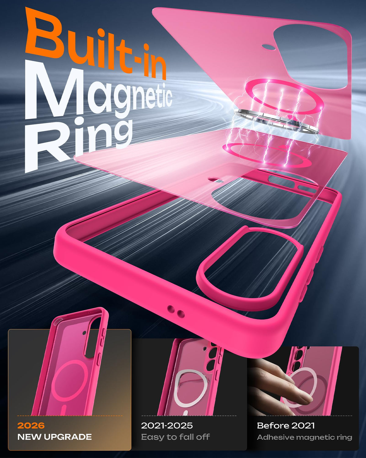 TOCOL for Samsung Galaxy S26 Case, Compatible with MagSafe, Hot Pink