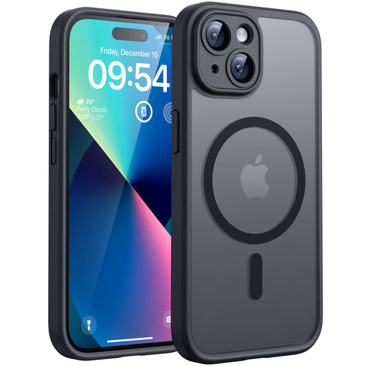 TOCOL for iPhone 13 Case, Compatible with Magsafe, Full Camera Protection, Built-in Magnetic Ring, Drop Protection, Translucent Matte Phone Case for iPhone 13 6.1 inch (Black)