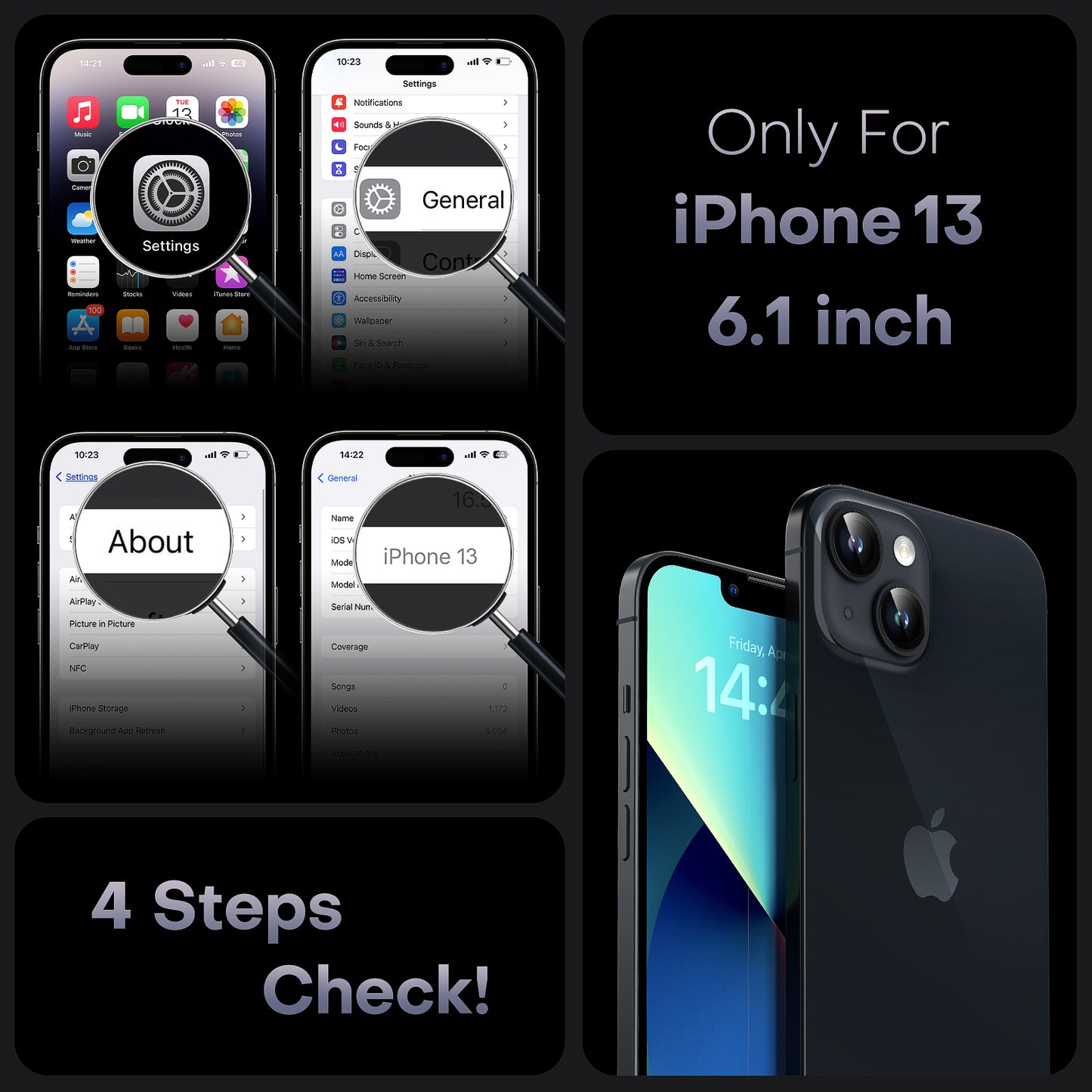 TOCOL for iPhone 13 Case, Compatible with Magsafe, Full Camera Protection, Built-in Magnetic Ring, Drop Protection, Translucent Matte Phone Case for iPhone 13 6.1 inch (Black)