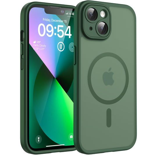 TOCOL for Phone 13 Case, Compatible with Magsafe Charger, Full Camera Protection, Drop Protection, Translucent Matte Phone Case for iPhone 13 6.1 inch (Alpine Green)
