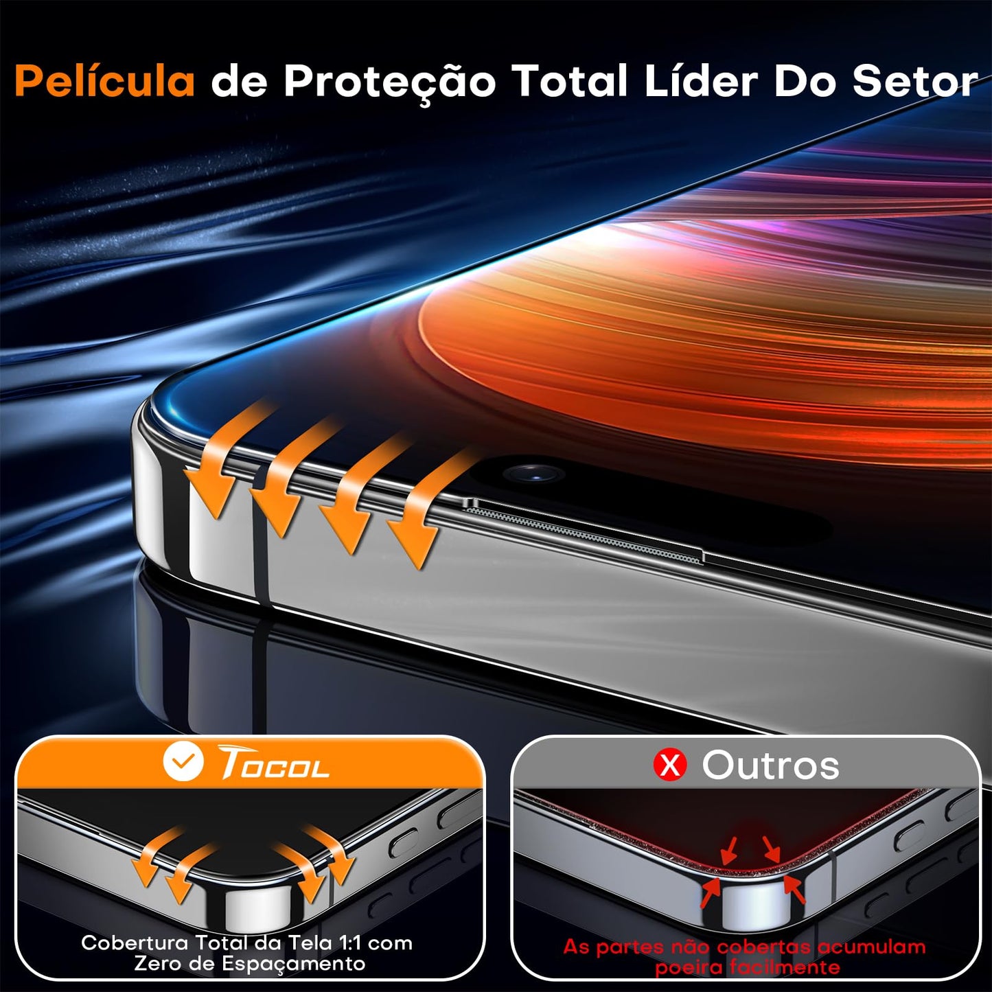 TOCOL for iPhone 16 Pro Screen Protector, [9H Hardness] [Military Grade Shatterproof] HD Tempered Glass for iPhone 16 Pro Full Coverage Screen Protector, Easy Installation, 2 Pack